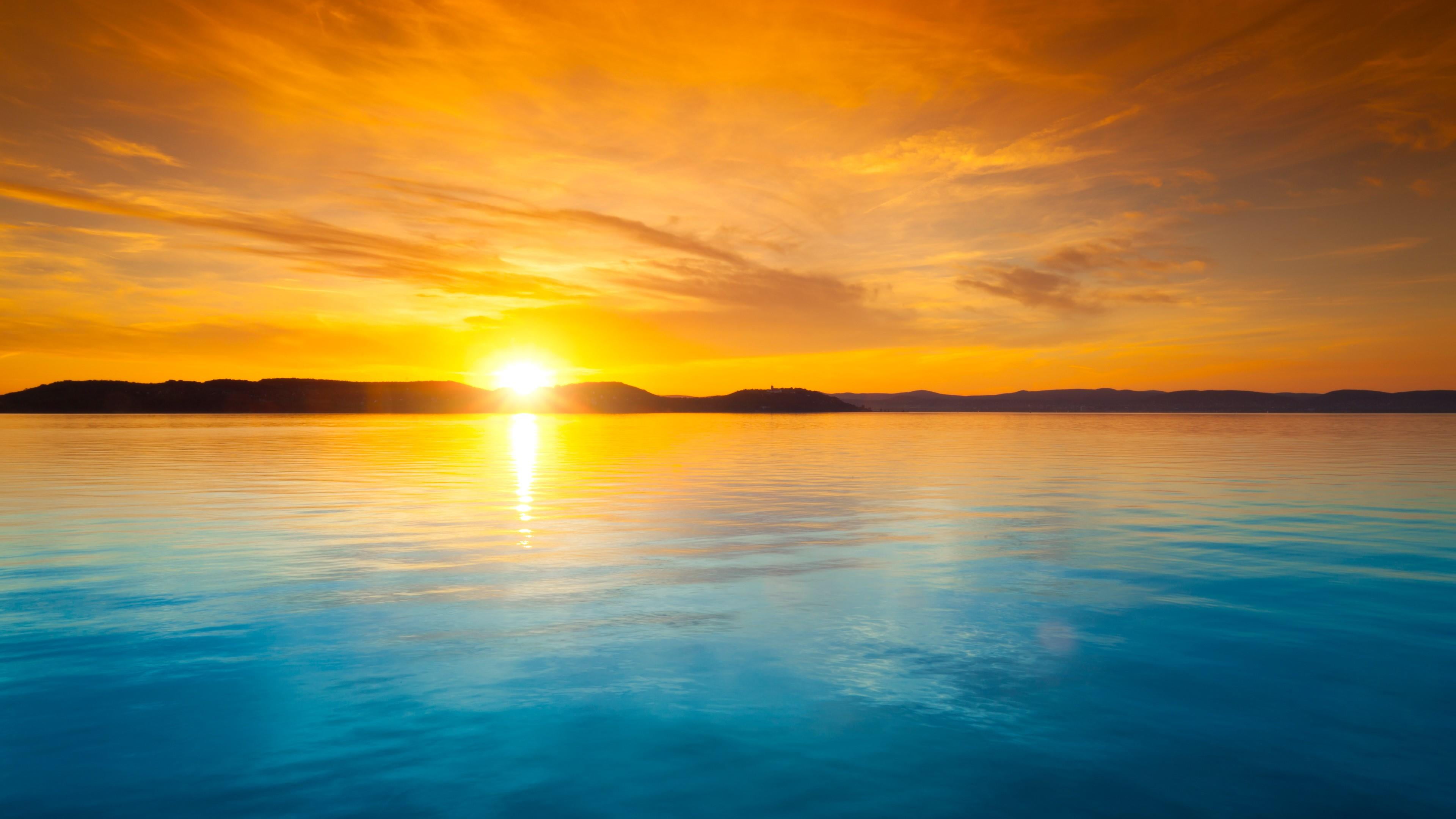 natural, sea, scenics - nature, sunlight, no people, waterfront, idyllic, swimming pool, reflection, cloud - sky, tranquil scene, orange color, outdoors, HD Wallpaper