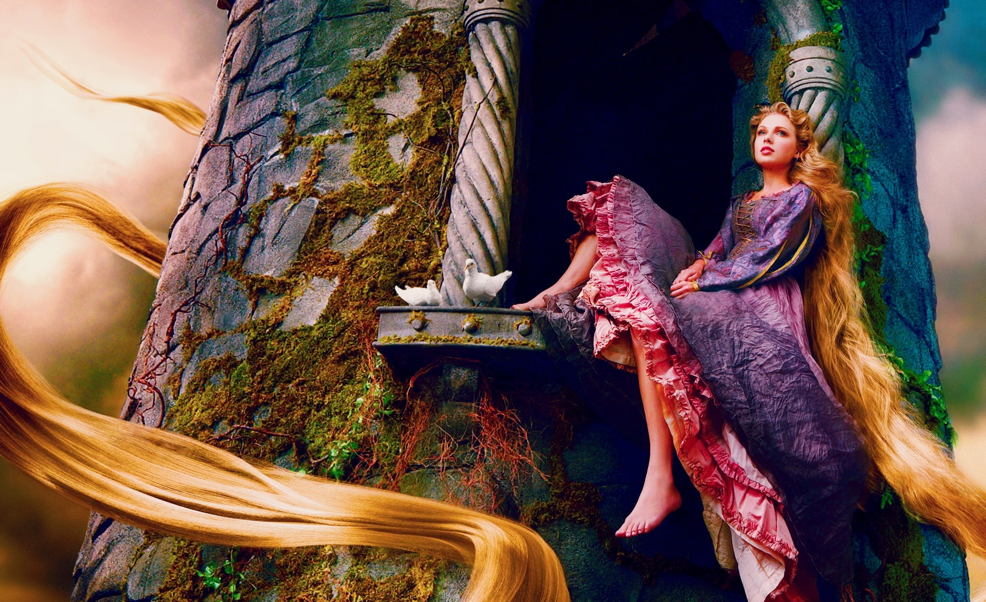 outdoors, representation, nature, plant, hairstyle, young adult, human representation, rapunzel, swift, religion, art and craft, sculpture, taylor, tree, HD Wallpaper