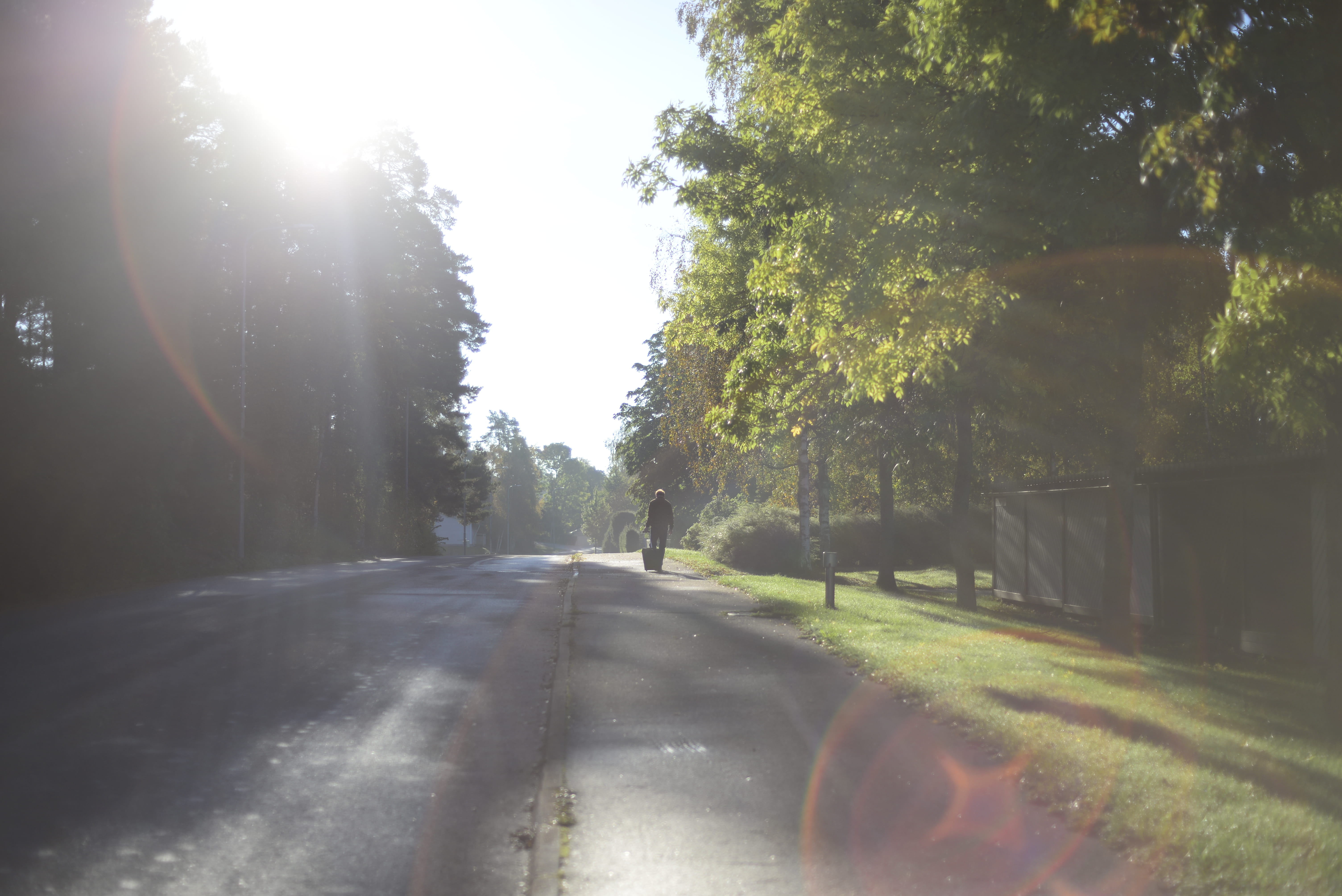 sun, no people, bag, car, sky, mode of transportation, old person, 5K, transportation, sunlight, the way forward, finland, tree, sunbeam, naantali, nature, HD Wallpaper