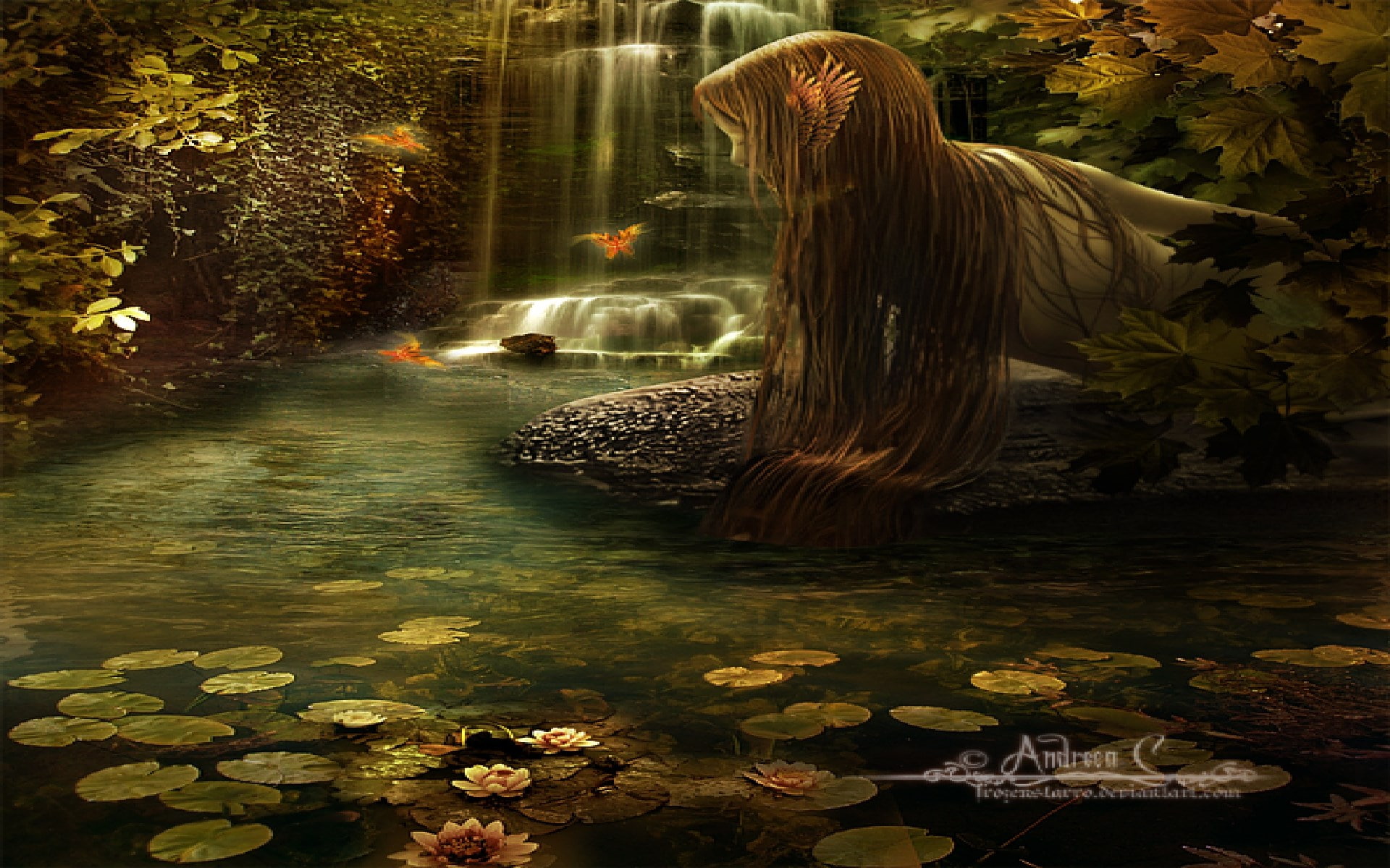 tree, transparent, plant, illuminated, leaf, water, sylvan, nature, one person, day, outdoors, beauty in nature, young adult, 1080P, hair, women, plant part, HD Wallpaper
