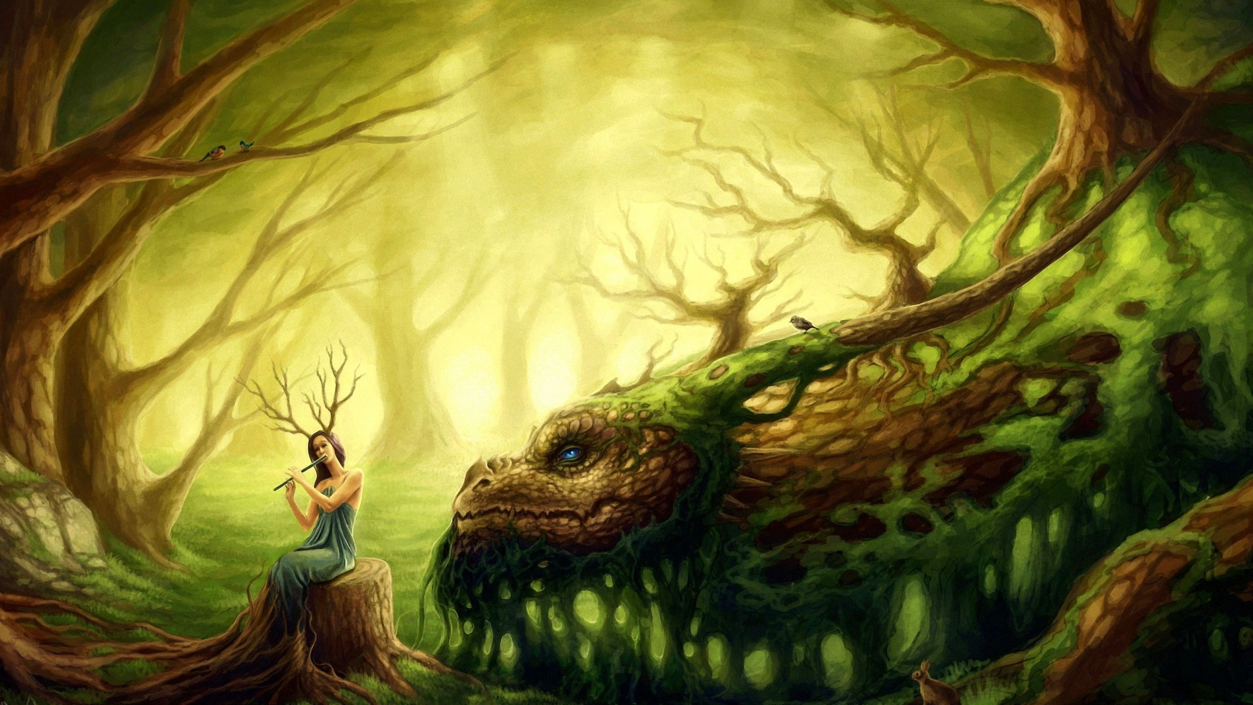 digital composite, animal wildlife, vertebrate, day, dryads, animal body part, adult, 1080P, one animal, one person, fantasy art, fairy tale, art and craft, HD Wallpaper