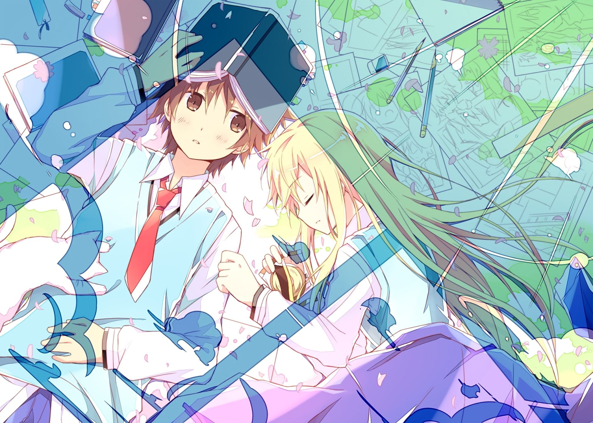 multi colored, representation, pattern, sunlight, creativity, day, 1080P, nature, no people, Sakurasou No Pet Na Kanojo, glasses, reflection, digital composite, HD Wallpaper