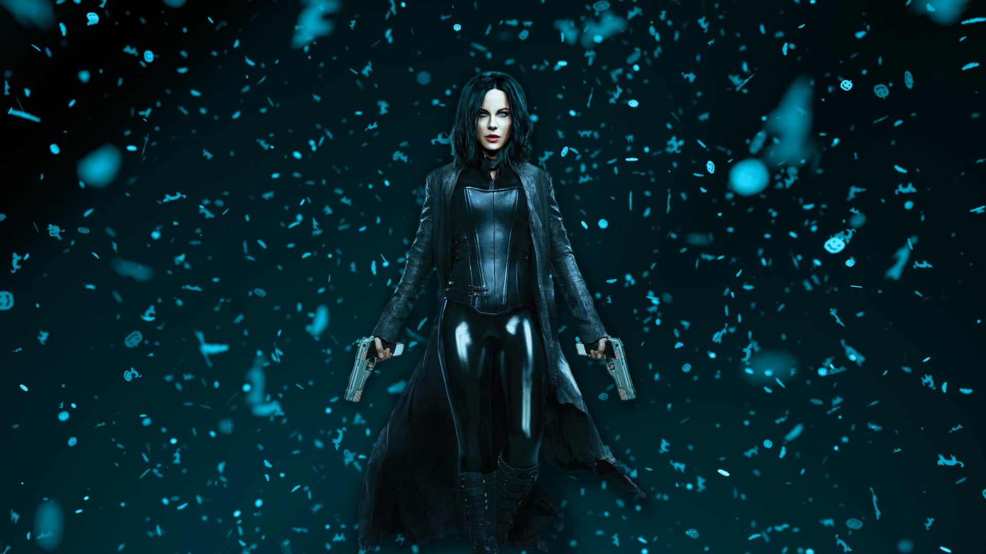 1080P, snowing, front view, Movie, Underworld: Blood Wars, black hair, beautiful woman, mystery, full length, portrait, long hair, beauty, Kate Beckinsale, HD Wallpaper