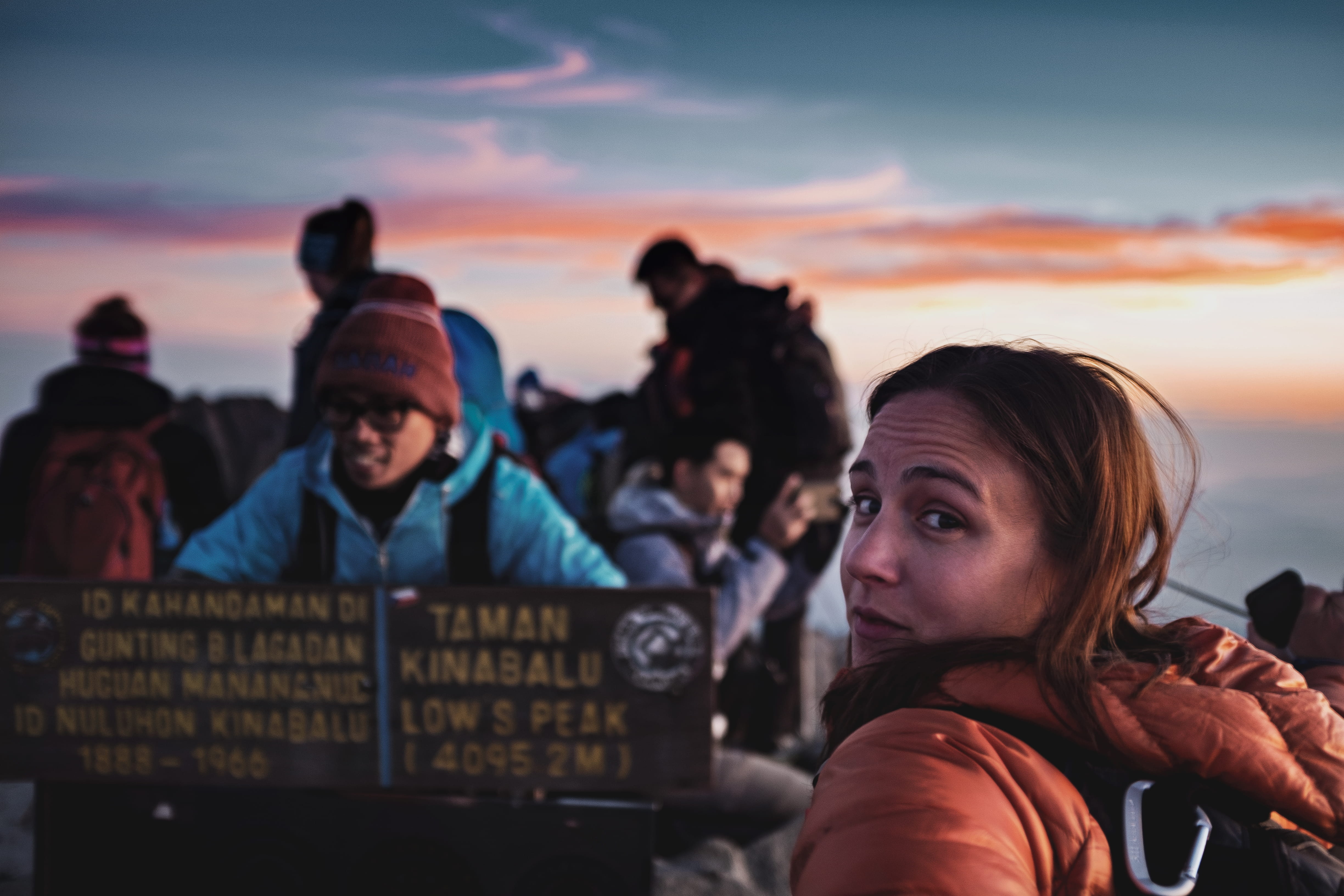 face, cloud - sky, woman, sunset, young men, ranau, young women, leisure activity, brown, people, accessory, crowd, focus on foreground, person, mountain, HD Wallpaper
