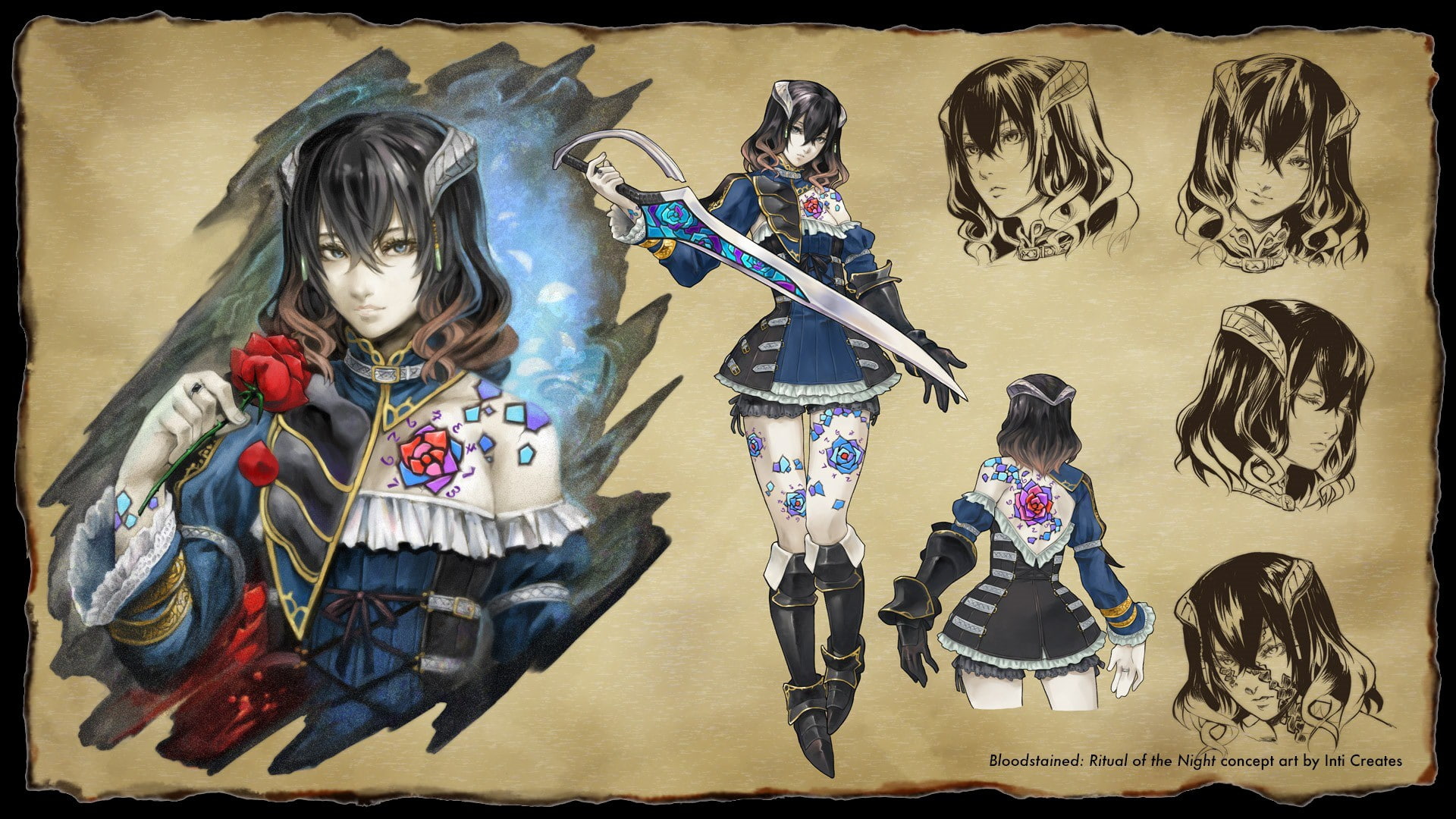 women, 1080P, costume, auto post production filter, two people, people, art and craft, female likeness, male likeness, video games bloodstained ritual of the night fantasy art parchment miriam bloodstained stained glass, HD Wallpaper