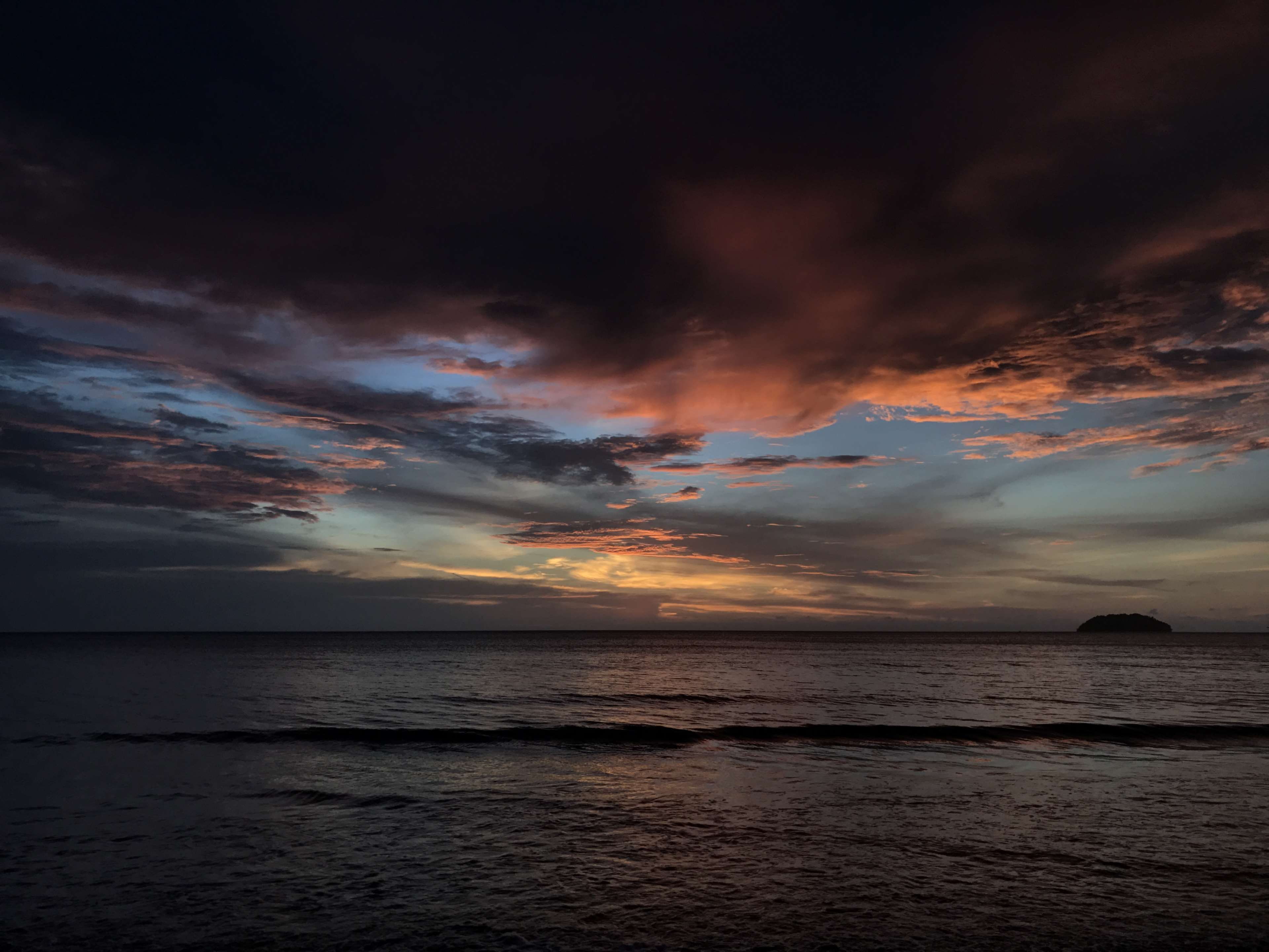 cloud - sky, land, horizon over water, water, seascape, outdoors, cloudscape, sea, dark, sky, horizon, sunset, sabah, tranquil scene, beach, 4K, no people, HD Wallpaper
