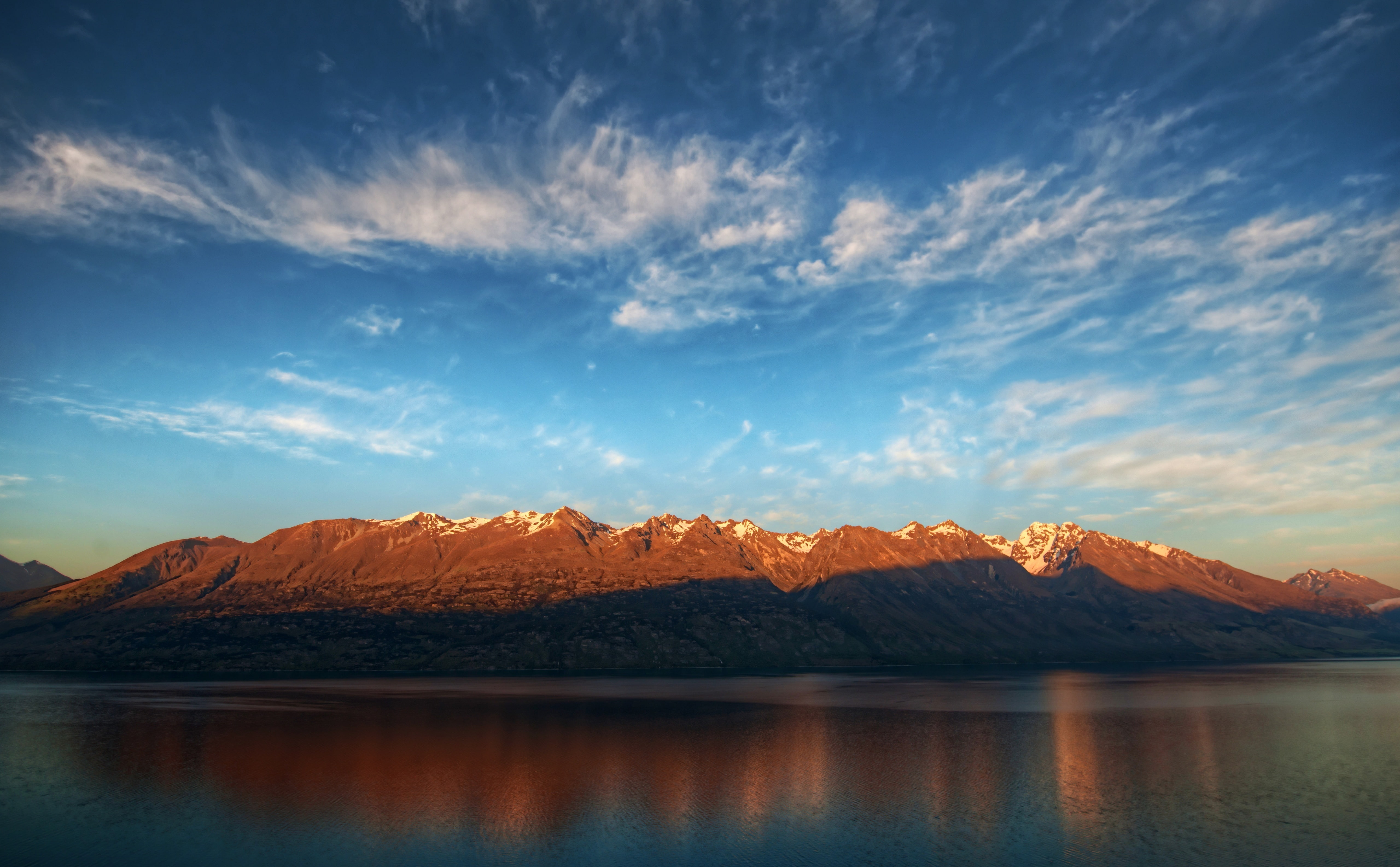 water, glenorchy, snowcapped mountain, outdoors, scenics - nature, Lake, sky, idyllic, mountain range, waterfront, no people, tranquility, sunset, Oceania, HD Wallpaper