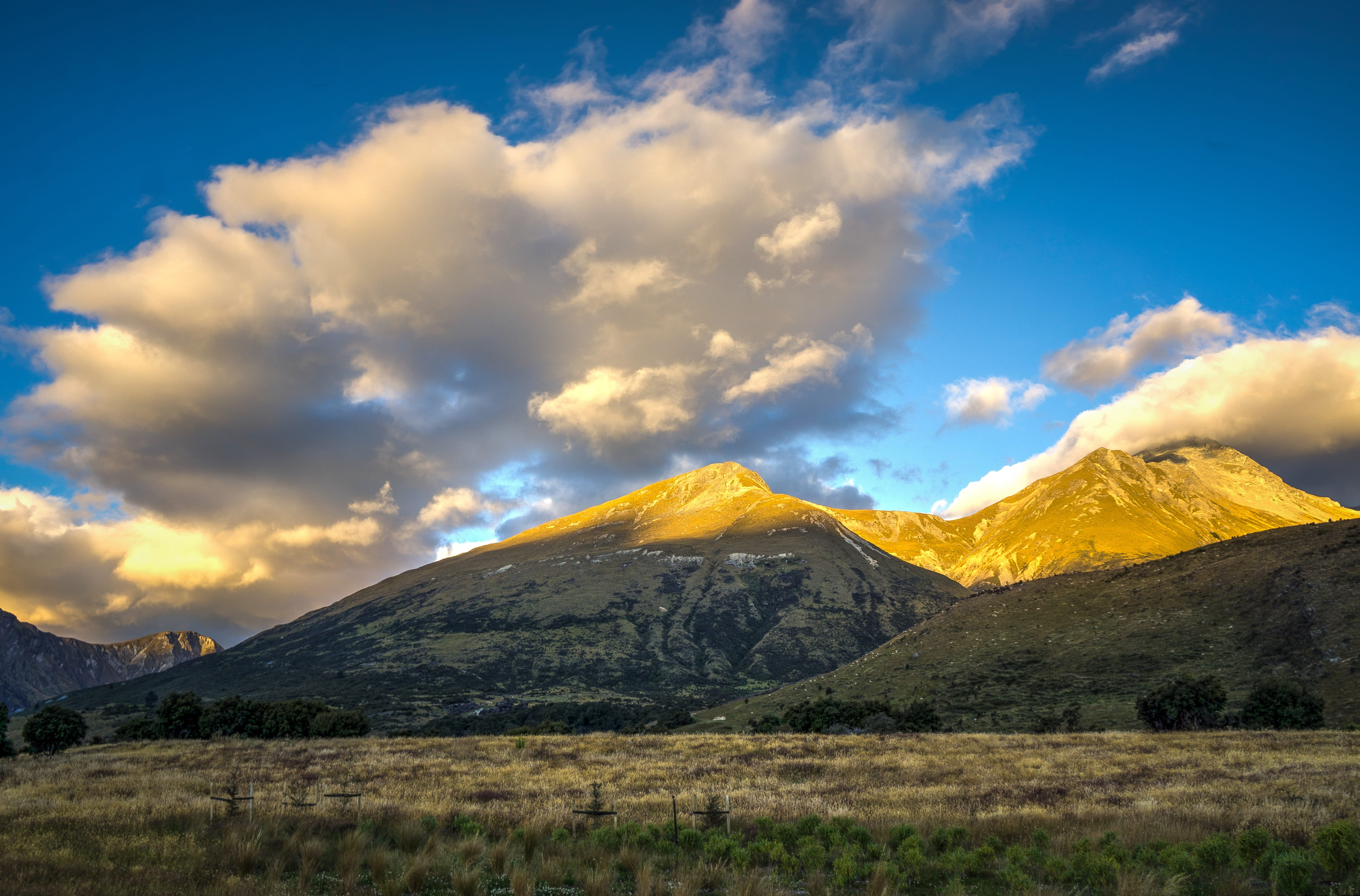 snowcapped mountain, brown, landscape, mountain Range, idyllic, travel, beige, hiking, summit, tranquil scene, new zealand, grass, mountain Peak, scenics - nature, HD Wallpaper