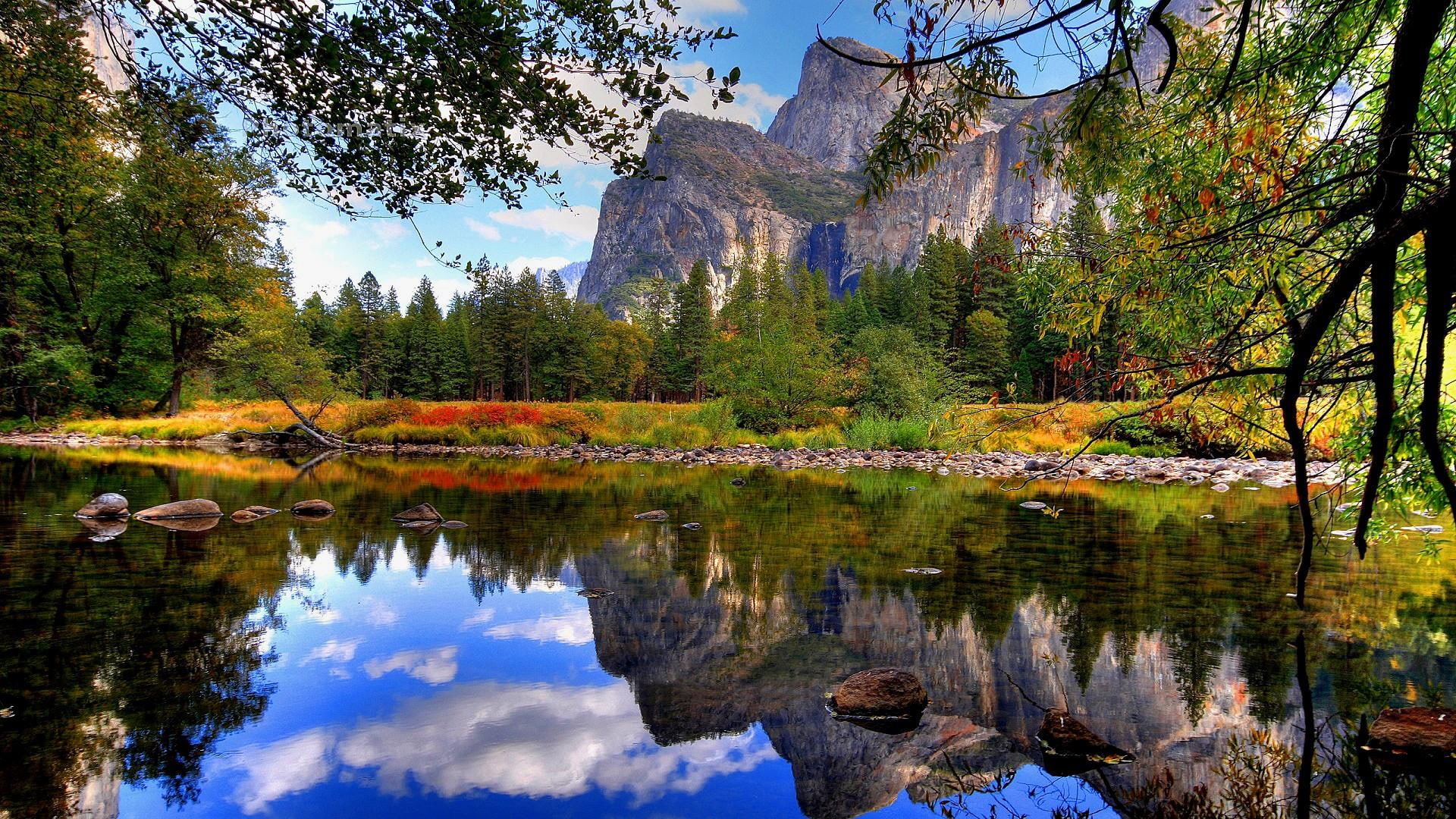water, colourful, mirror, reflected, lake, nature, reflection, 1080P, HD Wallpaper