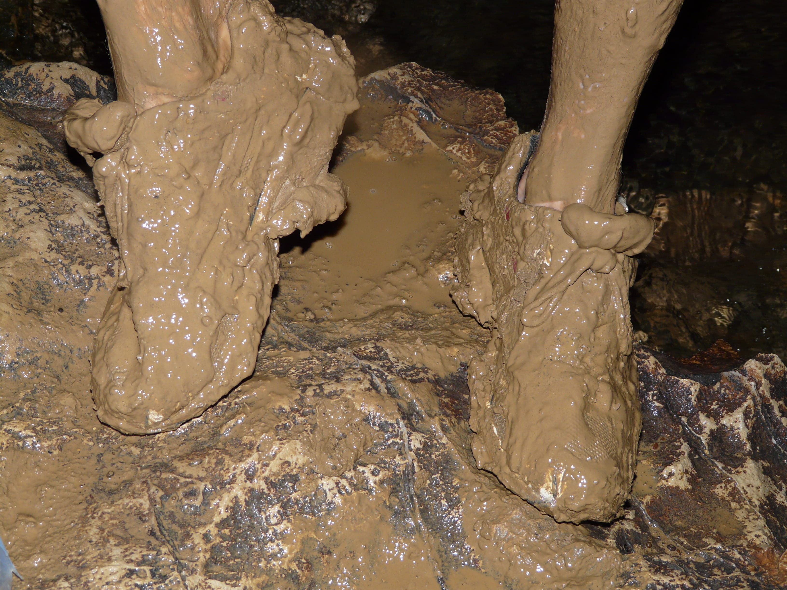 no people, speleology, outdoors, tree trunk, high angle view, rock, feet, dirt, rock - object, trunk, shoes, purity, cavers, mud, dirty, close-up, water, HD Wallpaper