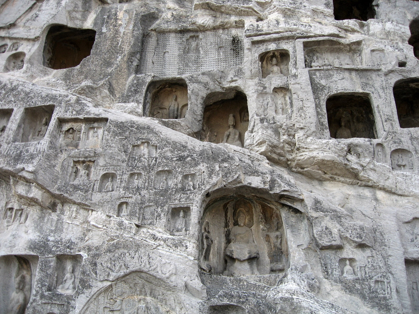 720P, archaeology, travel destinations, gray, human representation, place of worship, architecture, sculpture, cave, ancient civilization, low angle view, HD Wallpaper