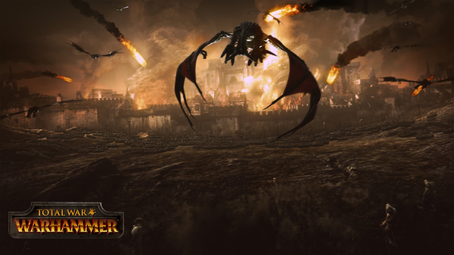 lifestyles, men, architecture, water, cityscape, pc games, sunset, real people, smoke - physical structure, city, games, orange color, total war warhammer, HD Wallpaper