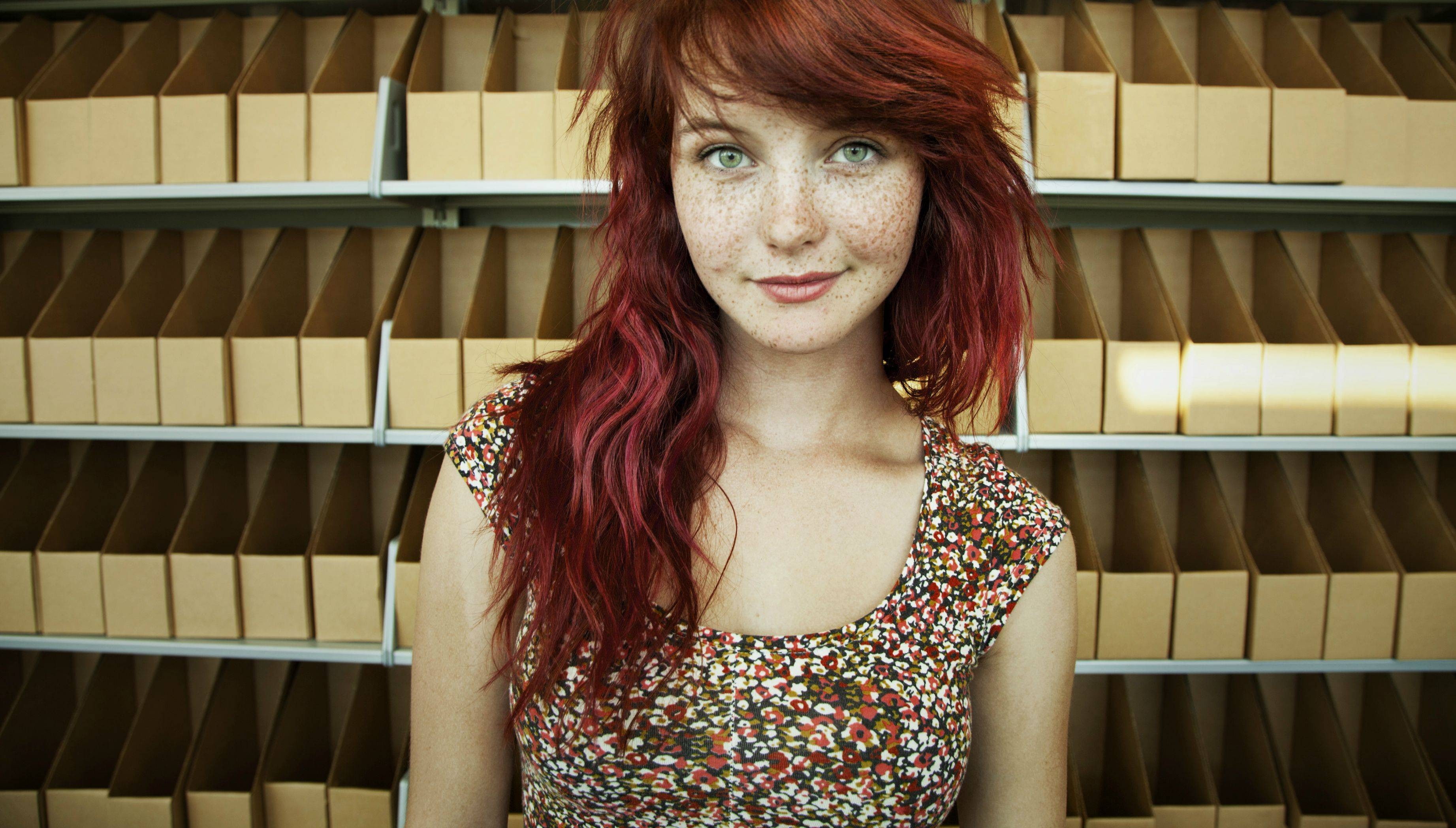 2K, redhead, freckles, solo, women, HD Wallpaper