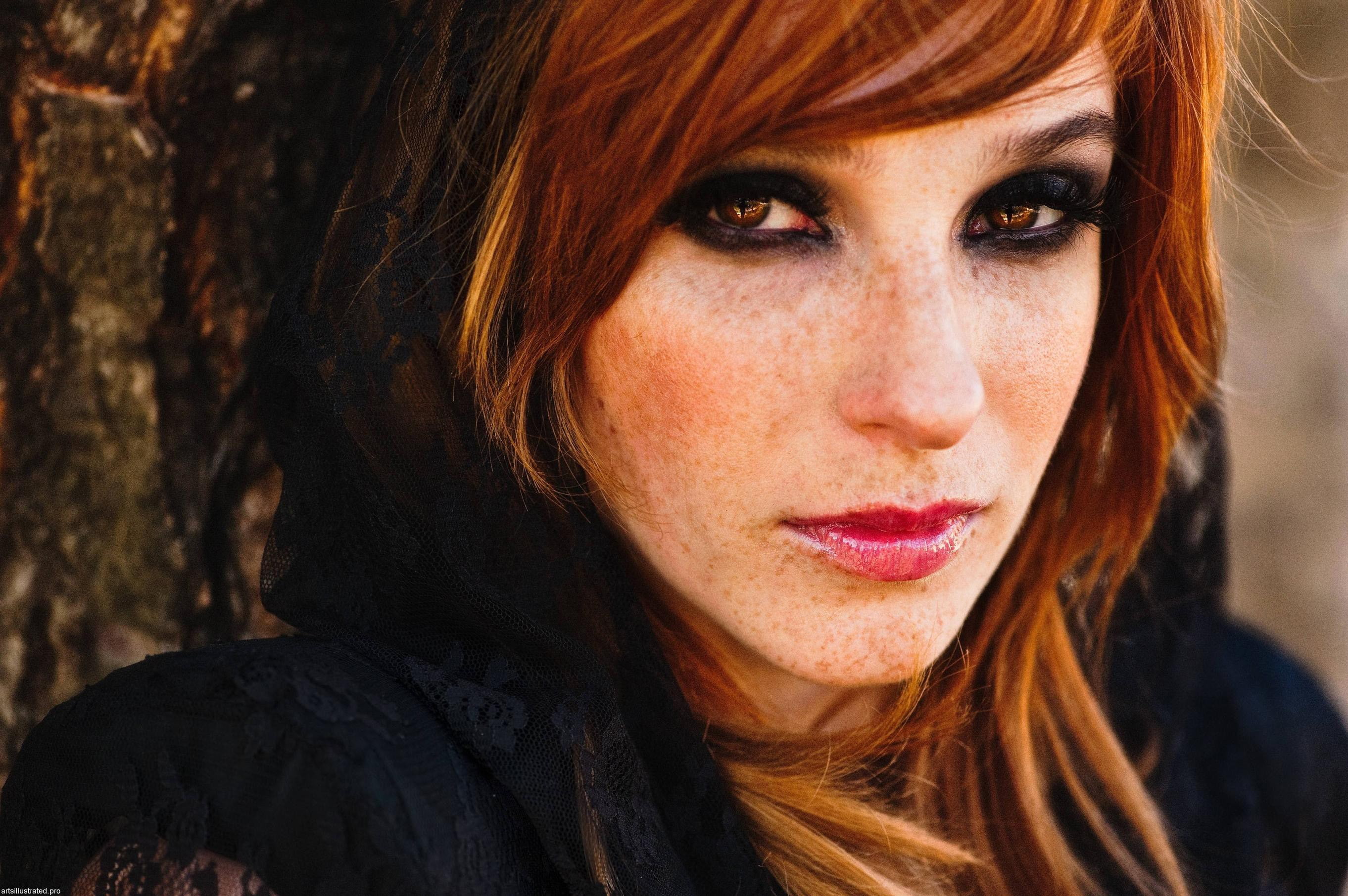 women, redhead, solo, 2K, freckles, HD Wallpaper