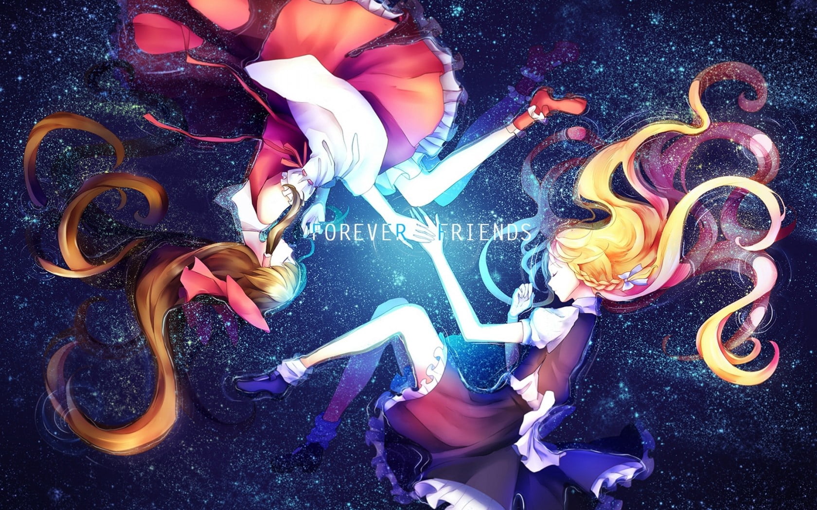 underwater, nature, vivianling, multi colored, high angle view, friends, forever, hakurei reimu, people, undersea, lifestyles, kirisame marisa, sea, enjoyment, HD Wallpaper