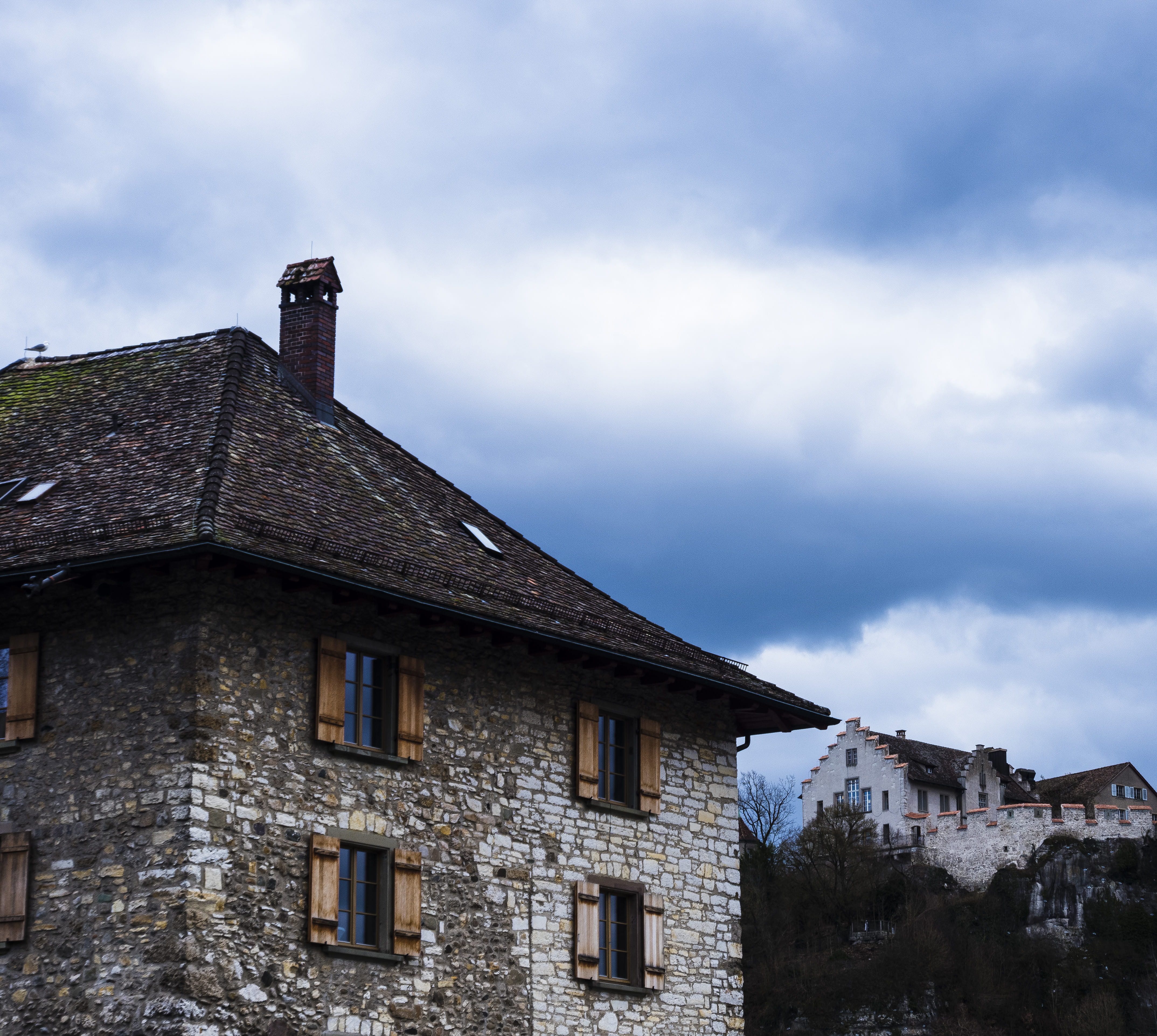 built structure, nature, weather, day, 4K, stone, city, shelter, countryside, house, the past, window, rural, cloud - sky, roof, tower, cottage, brick, HD Wallpaper