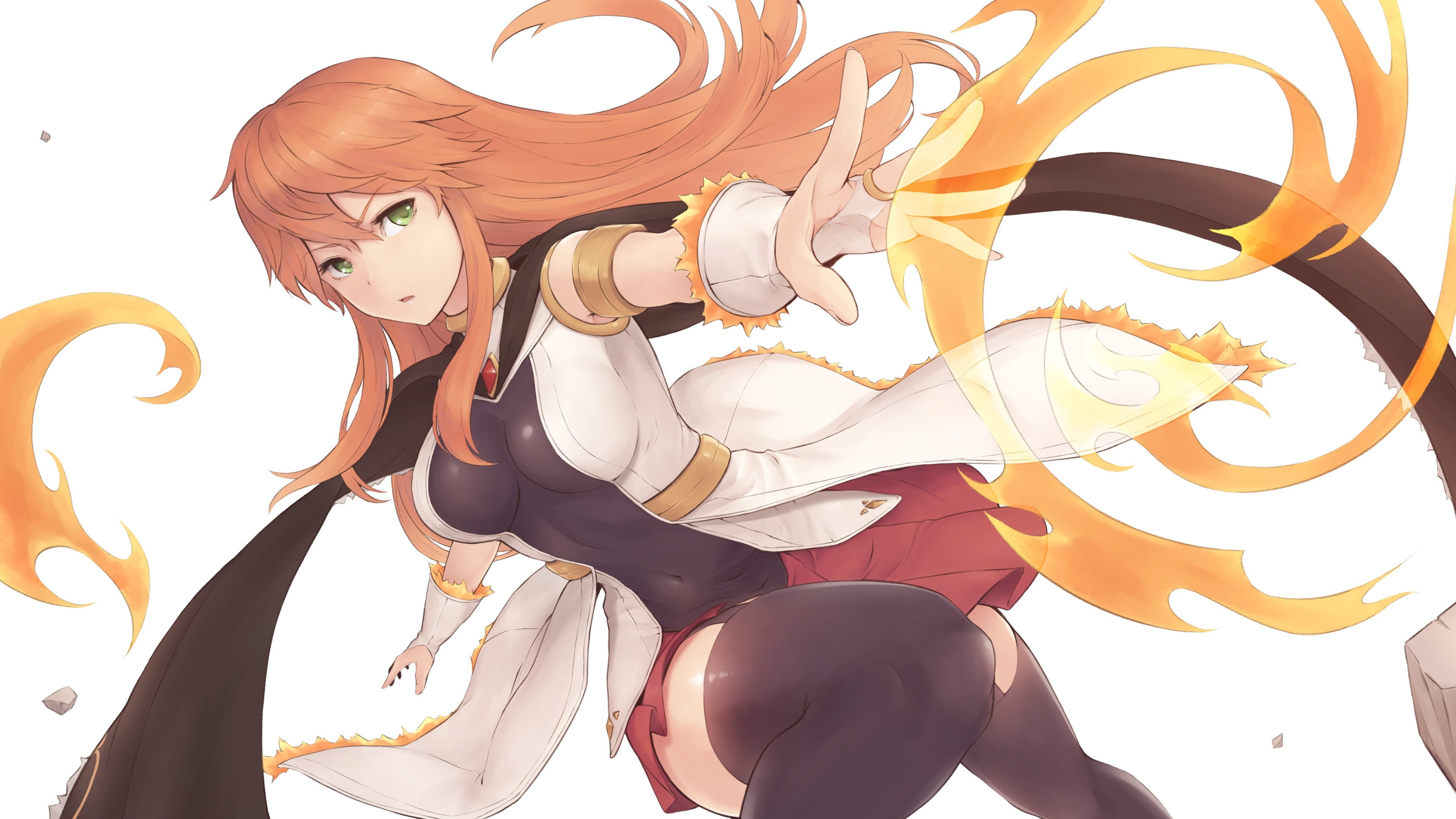 anime girls, stockings, 4K, long hair, anime, thigh-highs, HD Wallpaper