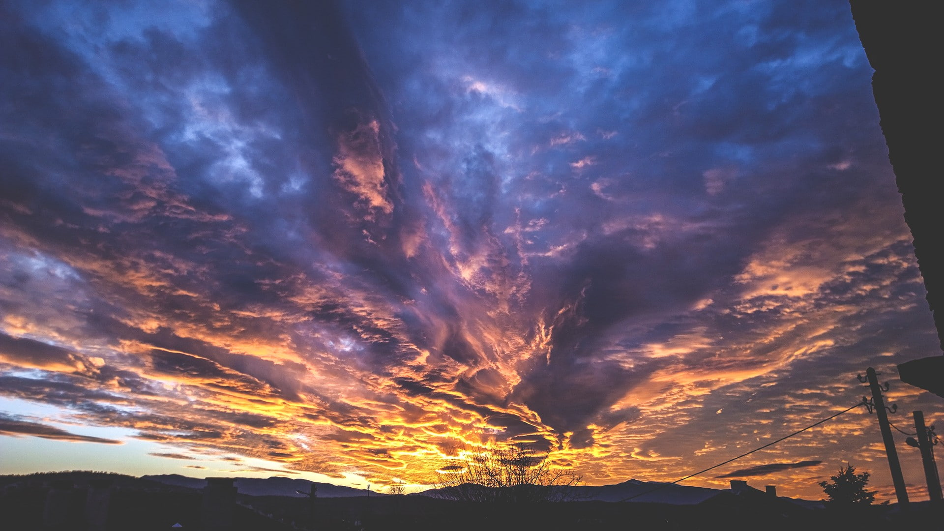 shadow, winter, photography, 1080P, clouds, warm colors, sky, horizon, HD Wallpaper