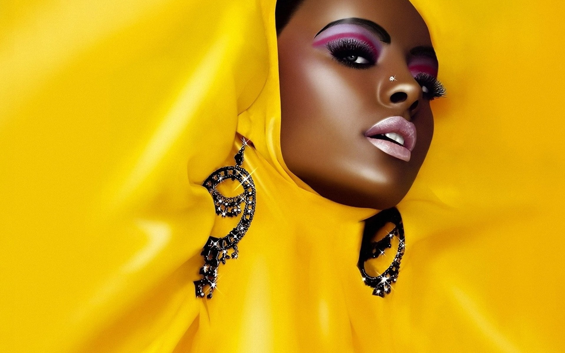 face, women, young women, studio shot, indoors, fashion, close-up, human face, representation, warm colors, make-up, colored background, young adult, human body part, HD Wallpaper