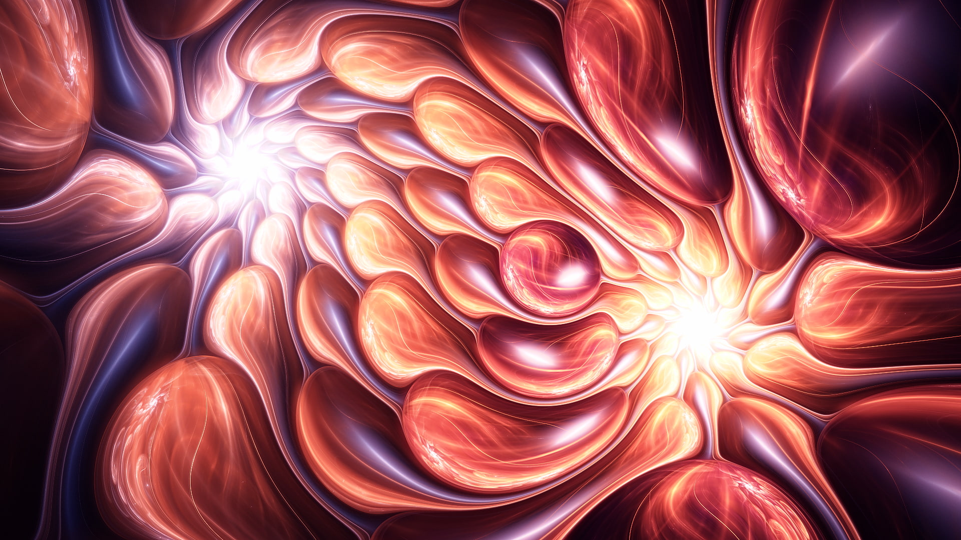 1080P, fractal, warm colors, abstract, digital art, lights, HD Wallpaper