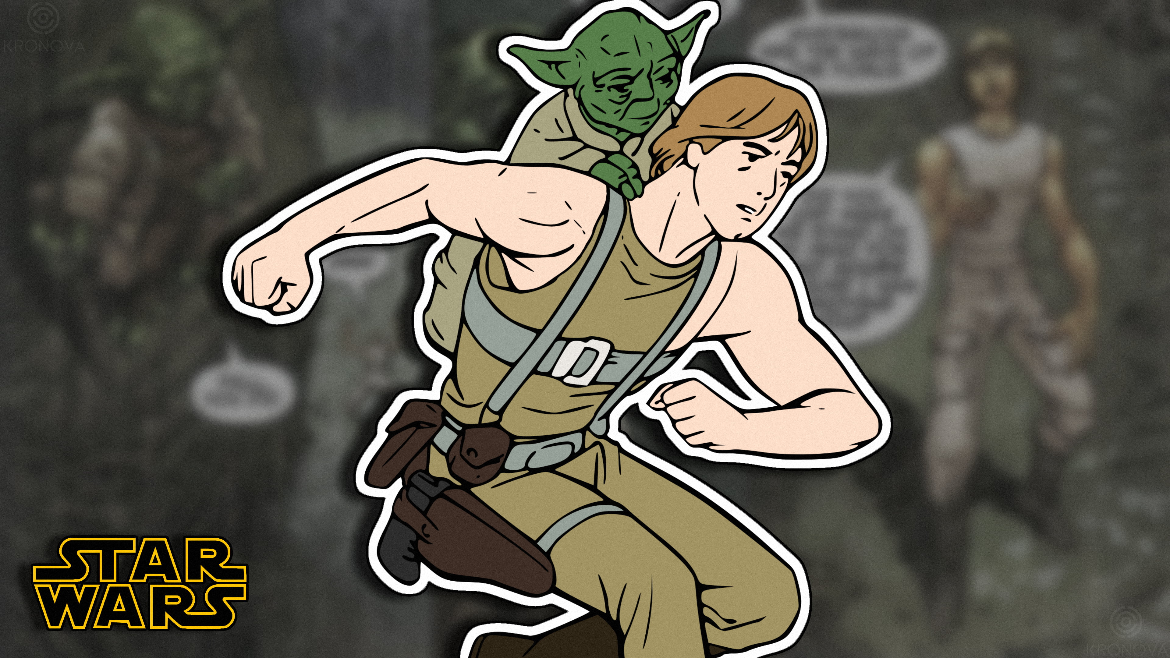 Star Wars, Luke Skywalker, Dagobah, comic books, 4K, stickers, Yoda, HD Wallpaper