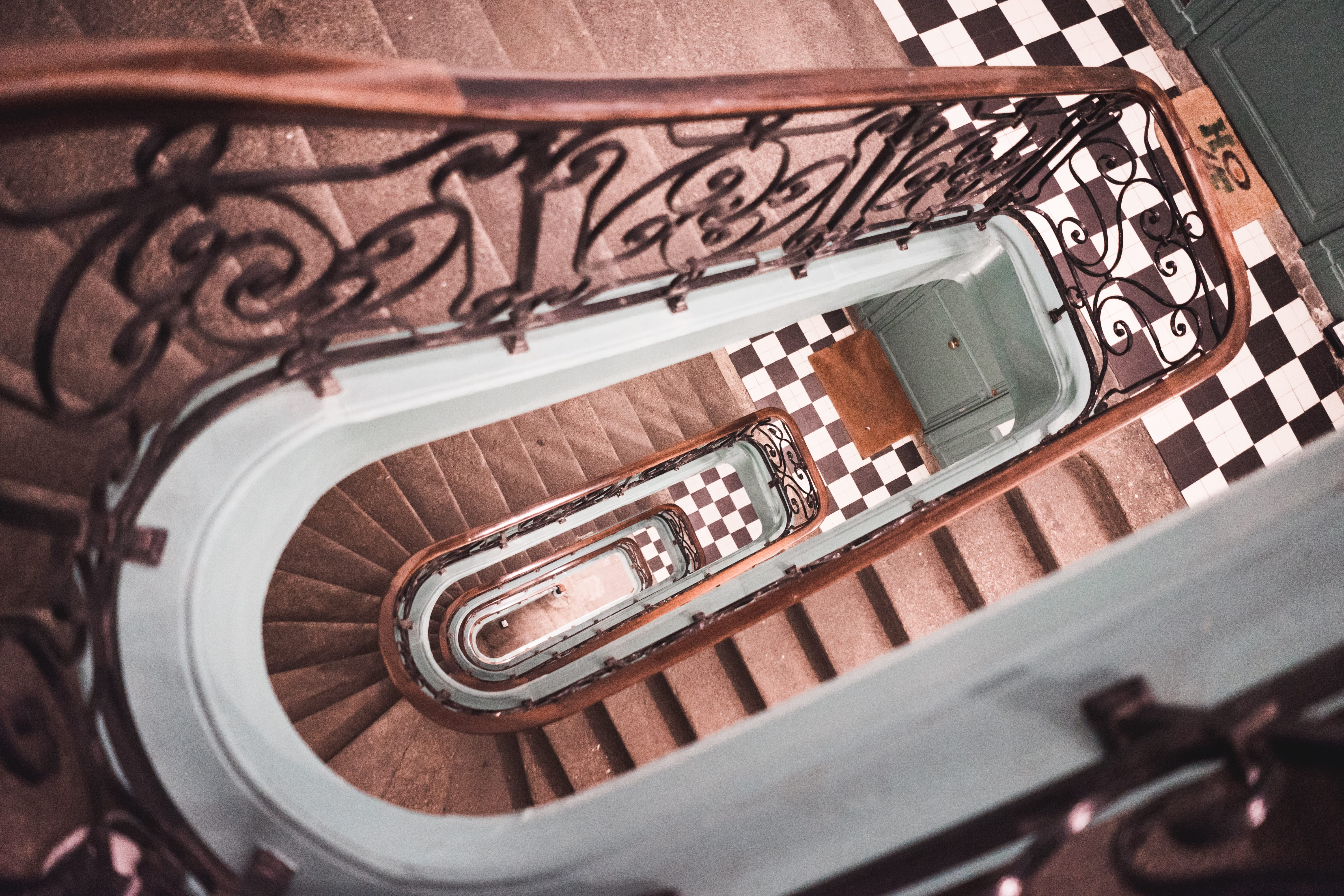 architecture, perspective, 5K, france, design, pattern, steps and staircases, staircase, high angle view, selective focus, stair, stair case, paris, worldneedmorespiralstaircase, HD Wallpaper