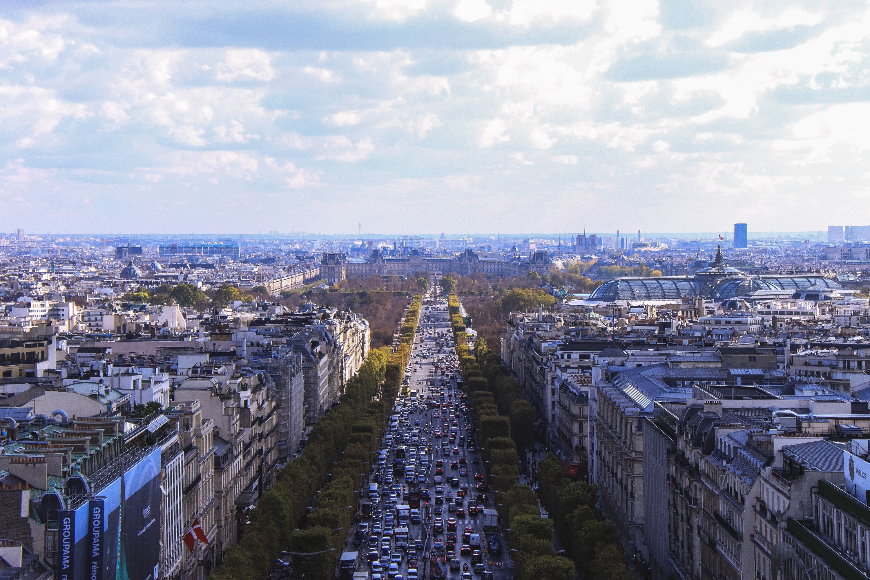 high angle view, settlement, building, france, eiffel Tower, cityscape, rise, crowd, cloud - sky, paris - France, skyscraper, tower, sky, office building exterior, HD Wallpaper