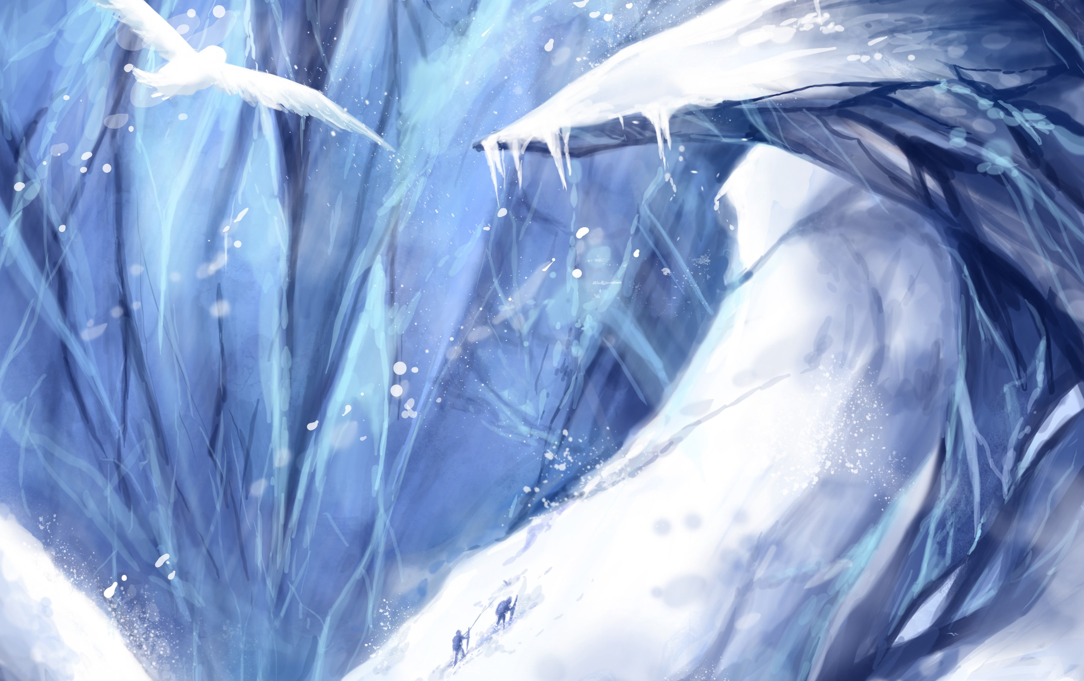 cold temperature, beauty in nature, mountains, freshness, plastic, blue, frozen, nature, no people, sea, outdoors, snow, ice, full frame, fantasy art, water, HD Wallpaper