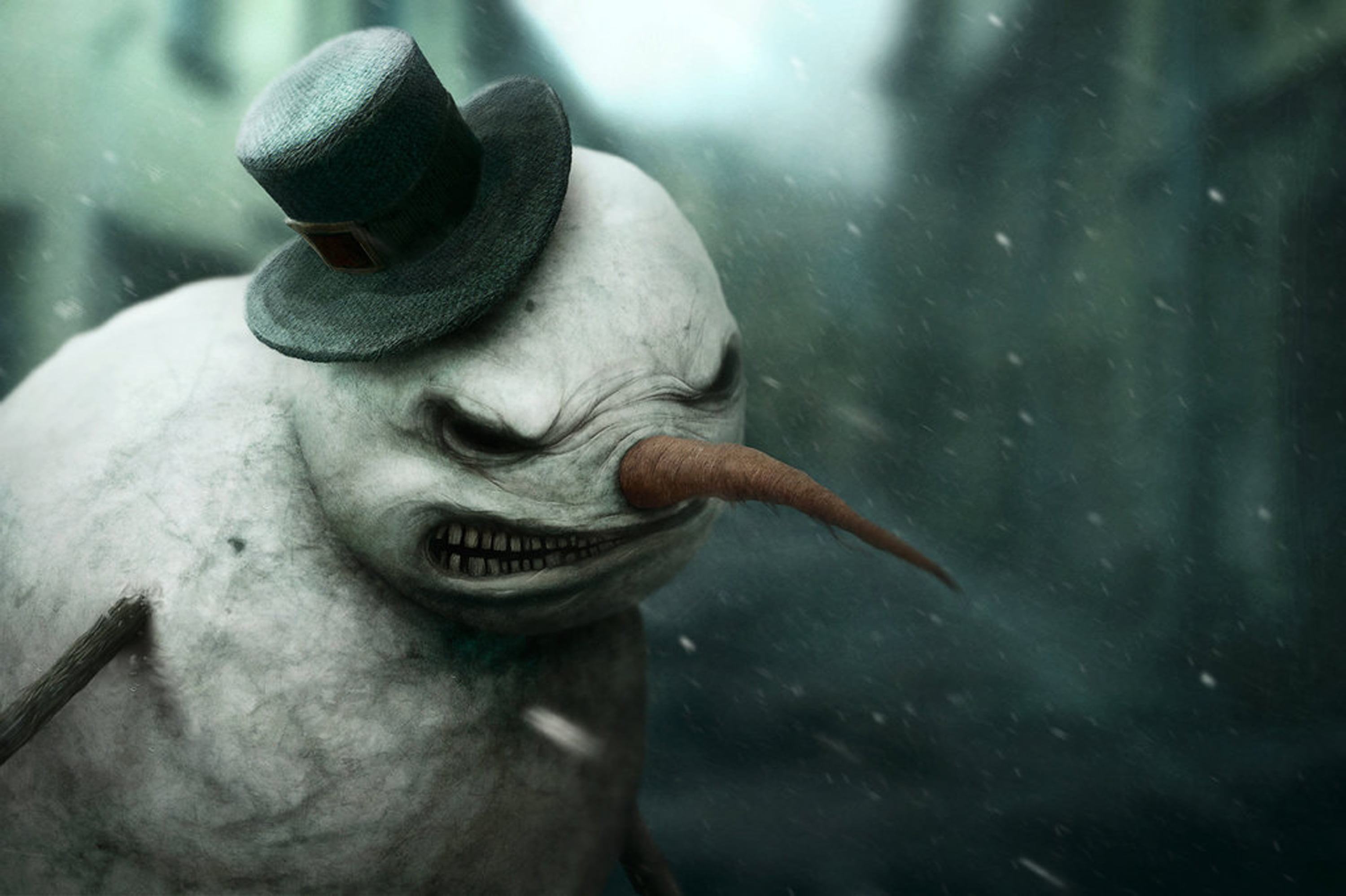 no people, craft, underwater, creativity, day, nature, animal, Snowman, 2K, human Face, mouth open, close-up, one animal, statue, Dark, human representation, HD Wallpaper