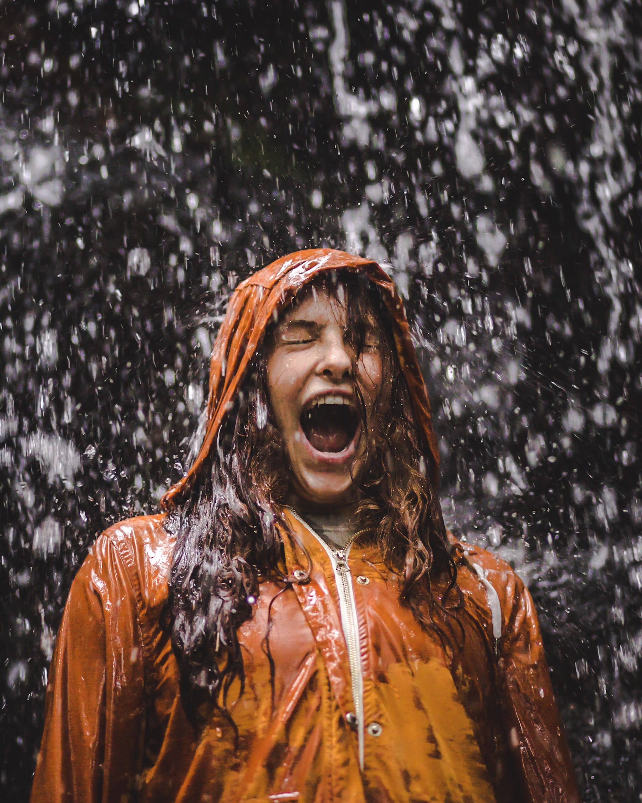 2K, one Person, smiling, lifestyles, outdoors, laughing, drop, raincoat, photo, motion, young Adult, fashion, style, close, scream, caucasian Ethnicity, Phone HD Wallpaper