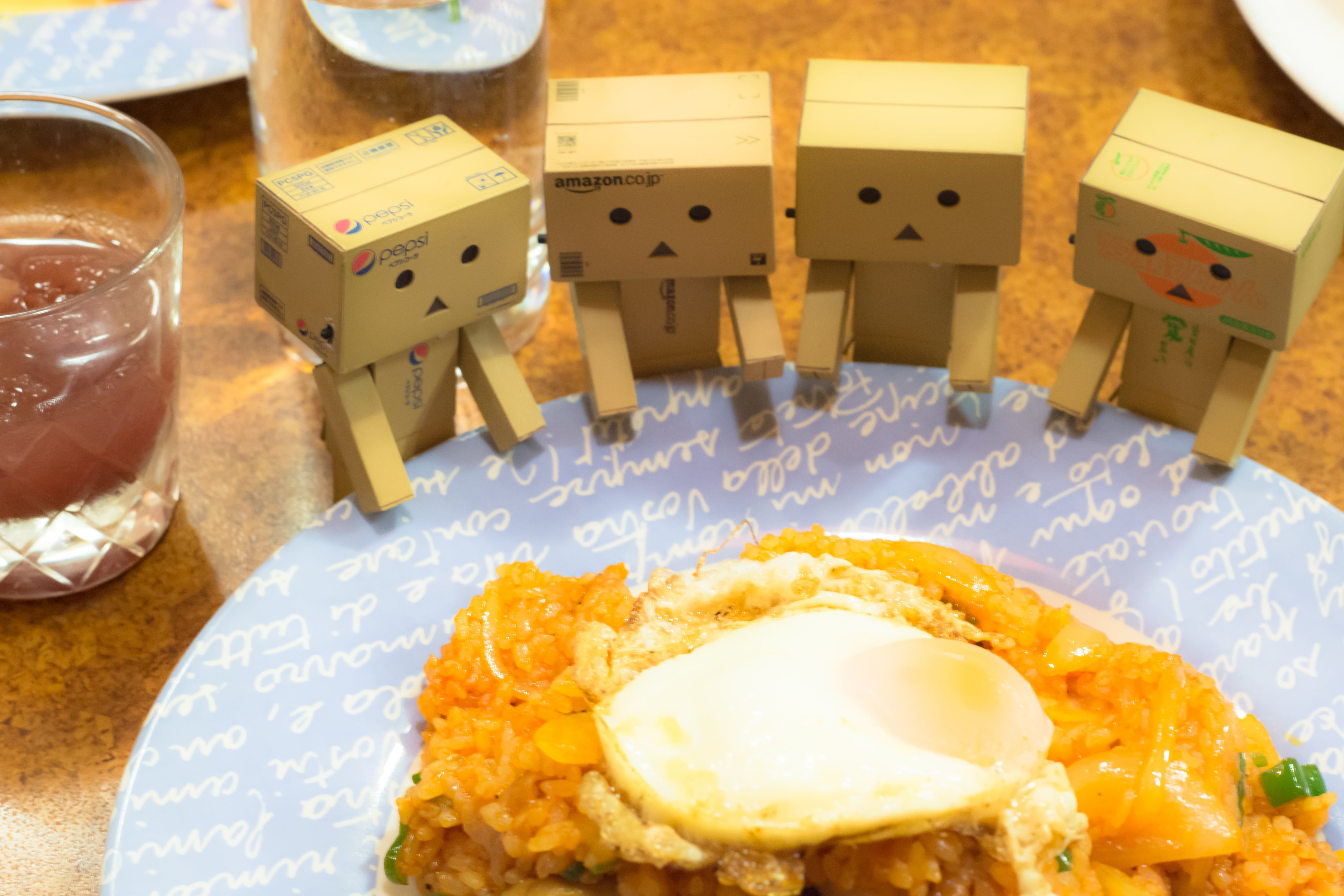 blue, 5K, Chicken rice, Ai, brown, round, 8D, blue and white, brown rice, Nikkor, Danbo, We wanna, AF, rice, plate, Japanese, ダンボ, egg, eat, 洋風, food, HD Wallpaper
