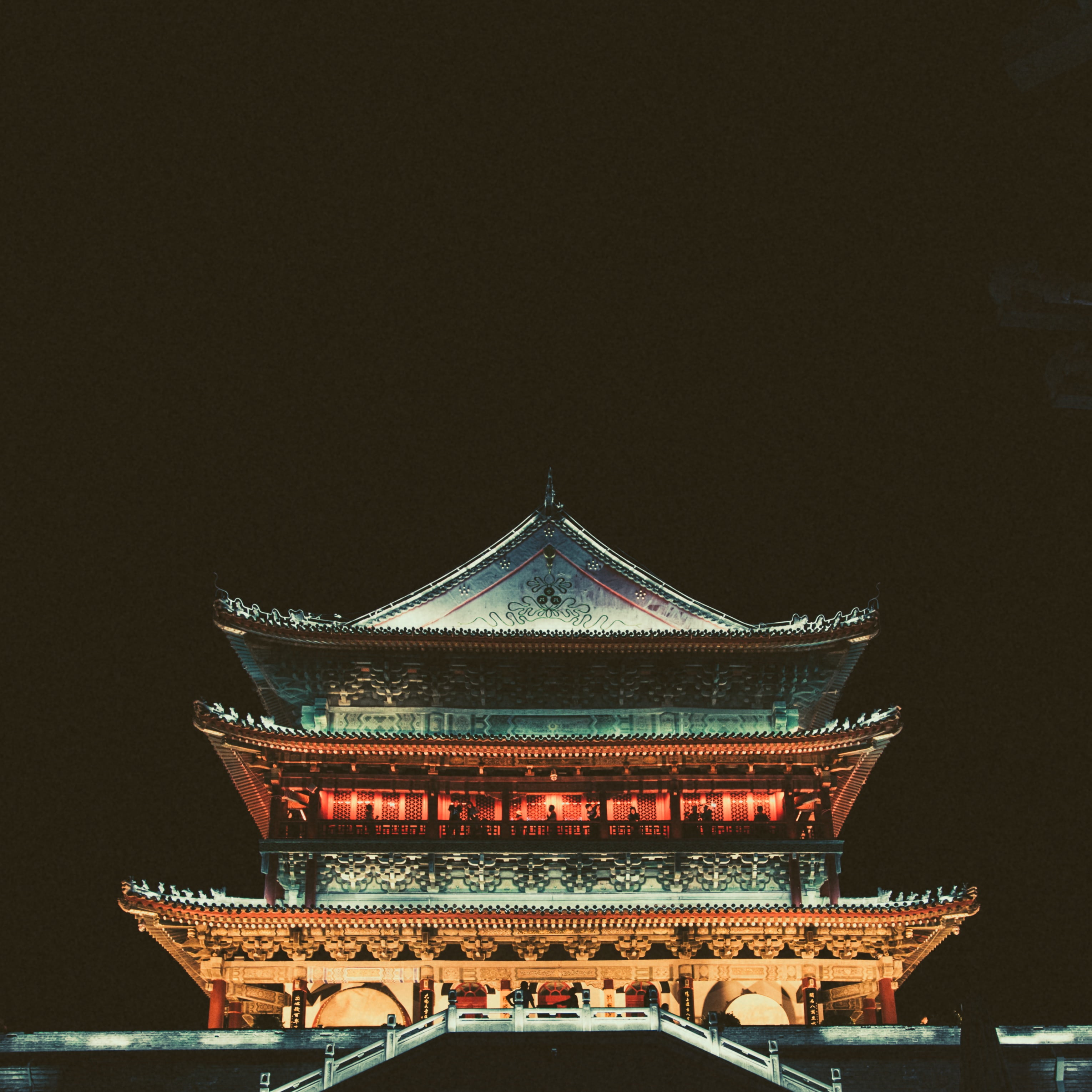 grey, 2K, building, roof, ornate, building exterior, china, nature, architecture, travel destinations, sky, famous Place, the past, place of worship, night, Phone HD Wallpaper