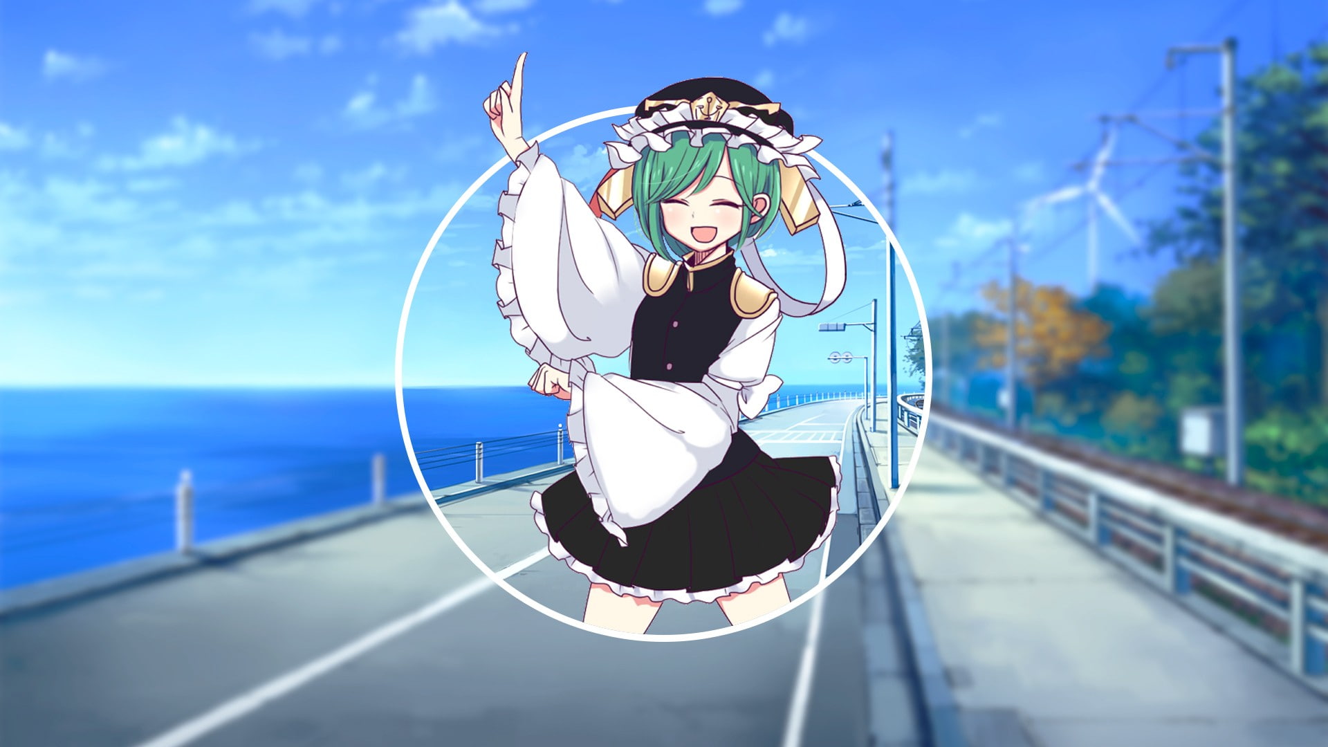 anime girls, 1080P, Touhou, Shikieiki Yamaxanadu, picture-in-picture, shapes, Pacific Ocean, HD Wallpaper