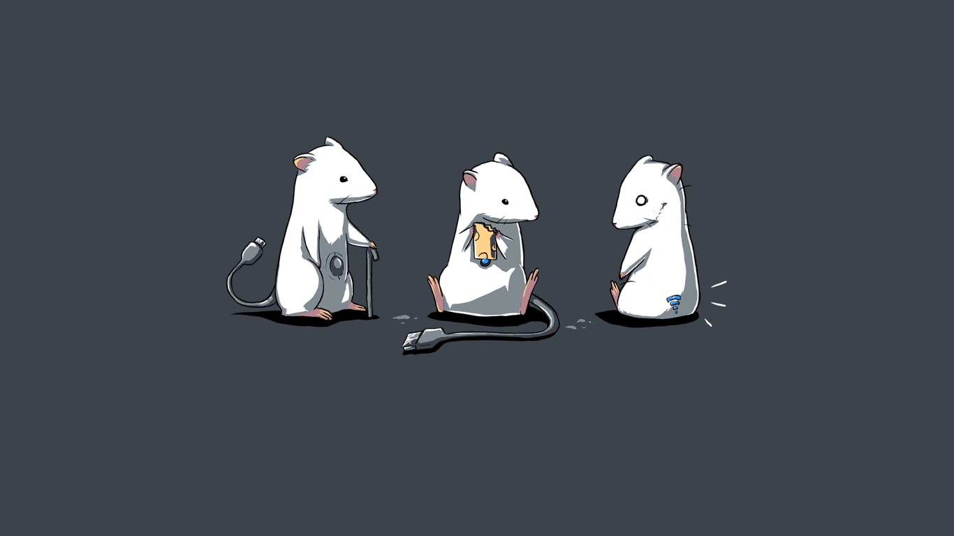 simple background, digital art, technology, mice, 720P, artwork, humor, animals, minimalism, HD Wallpaper