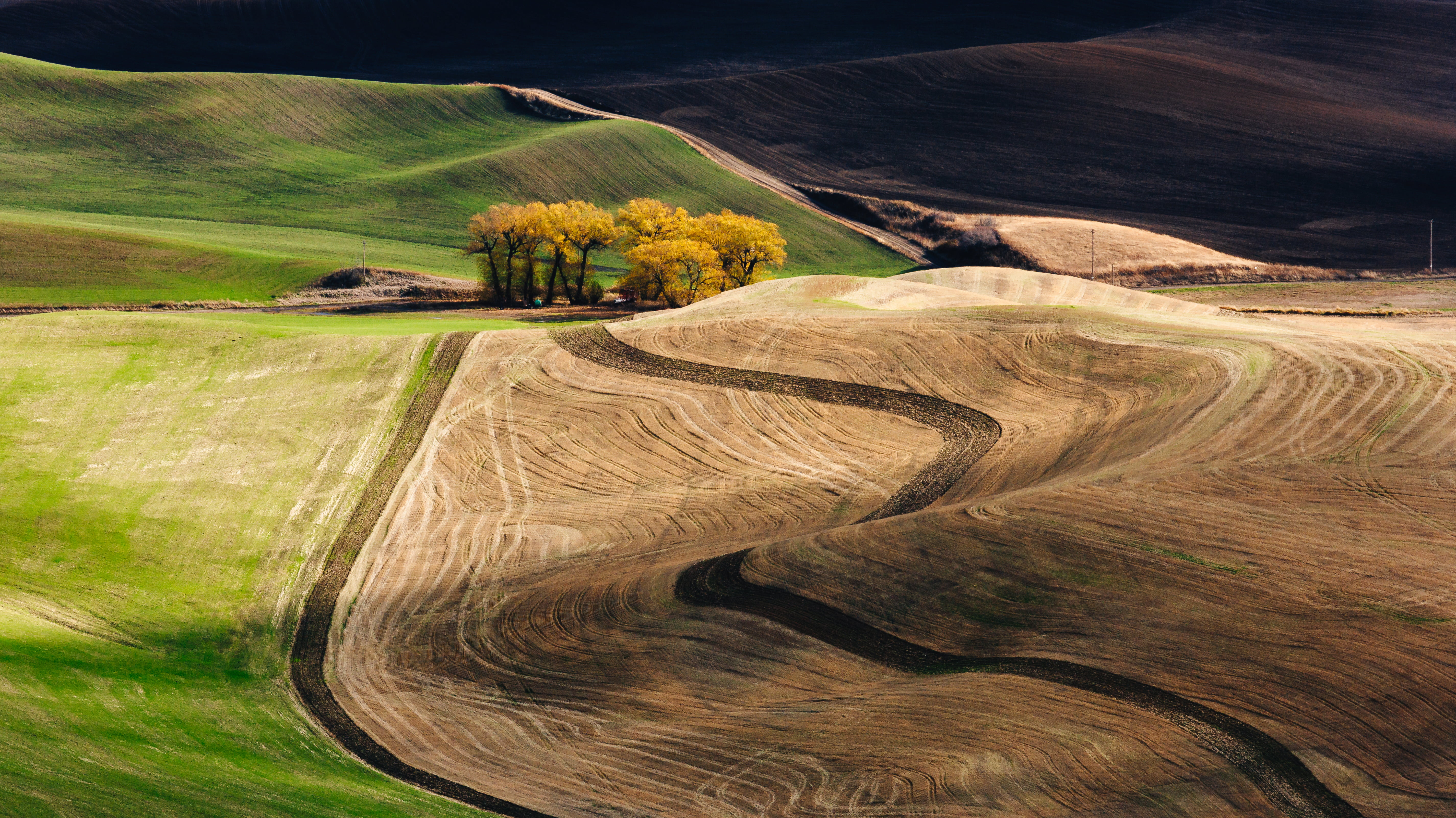 scenics, hill, daytime, rural Scene, agriculture, landscape, landscaped, shadows, 6L, green, Canon EF, steptoe butte, farm, US, land, rural, Pacific Northwest, HD Wallpaper