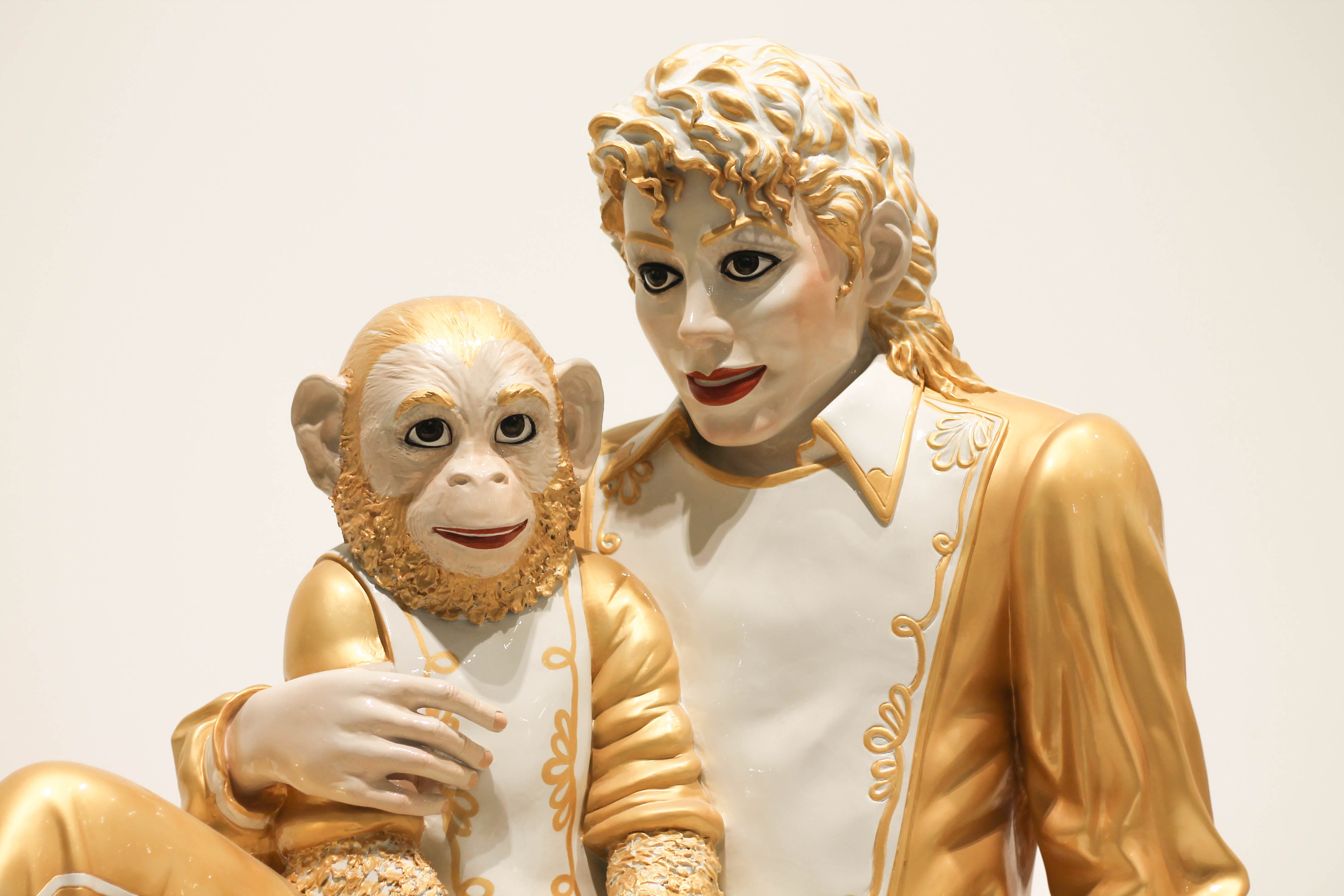 human representation, gold, adult, worship, michael, monkey, studio shot, waist up, temple, mammal, art, building, jewelry, museum, looking at camera, jackson, HD Wallpaper
