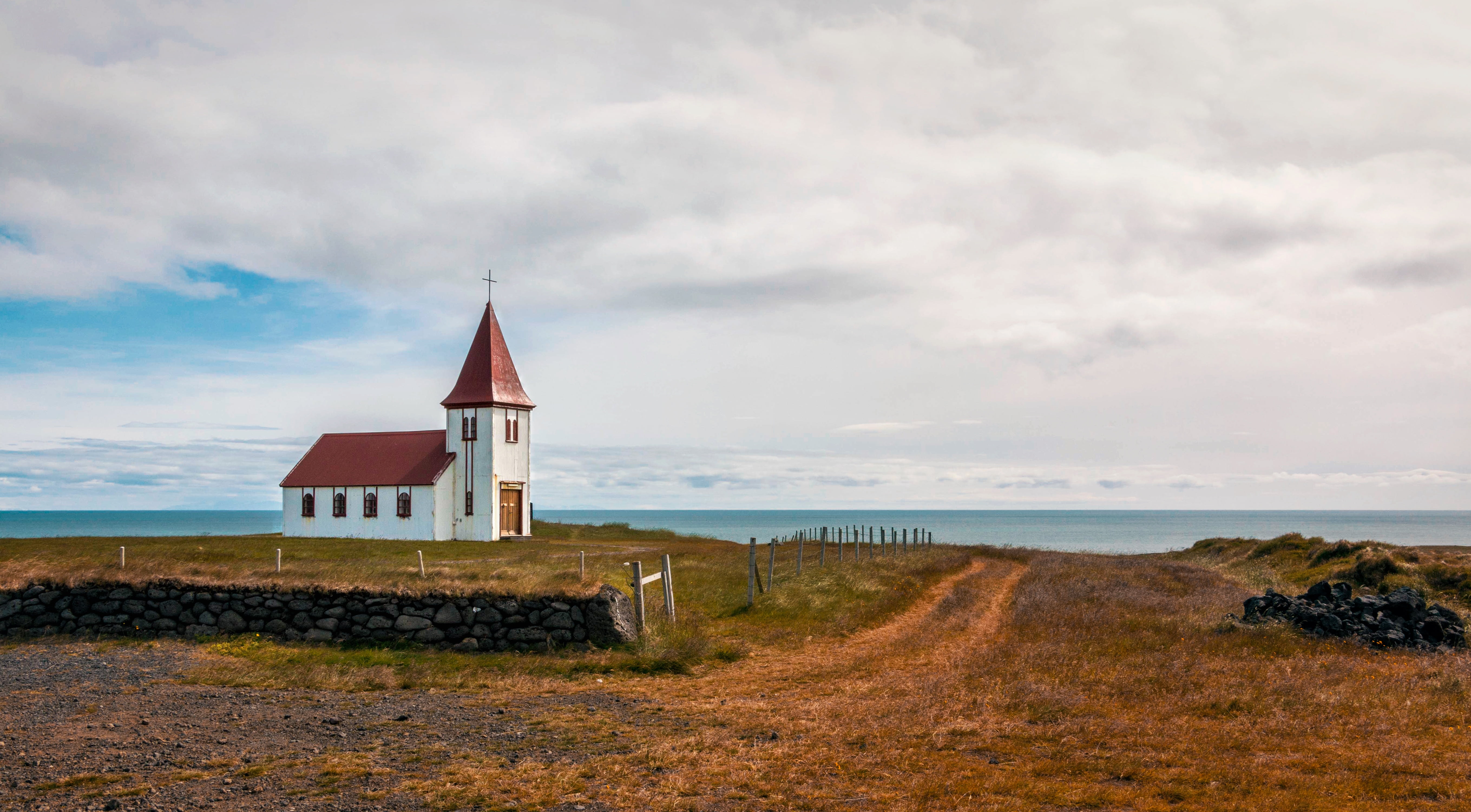 lonely, near, away, environment, kahl, outlook, quiet, built structure, house, cloudy, church, stone wall, scenics - nature, wall, beach, nature, land, HD Wallpaper