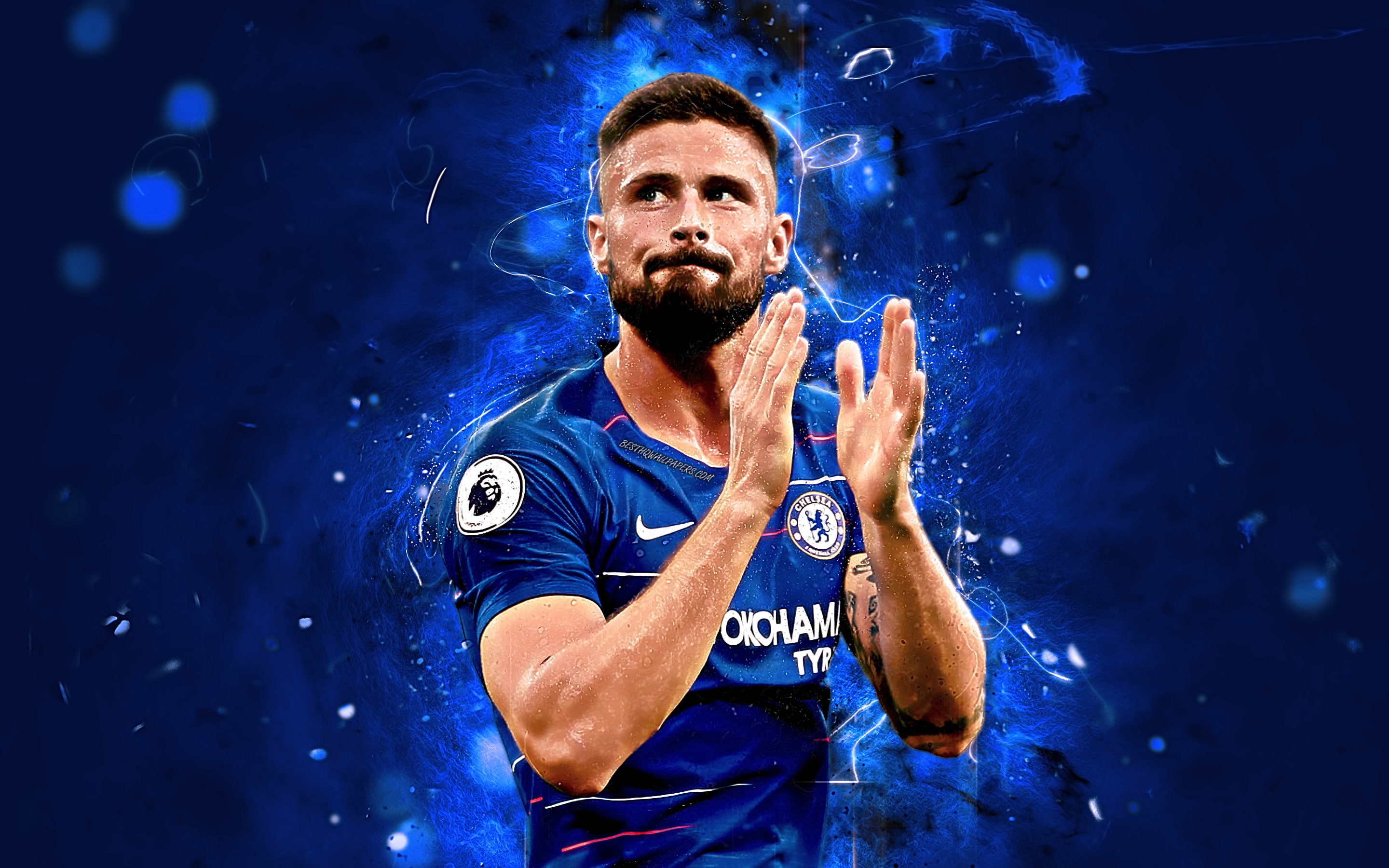 Chelsea F.C., French, Olivier Giroud, 2K, Soccer, HD Wallpaper