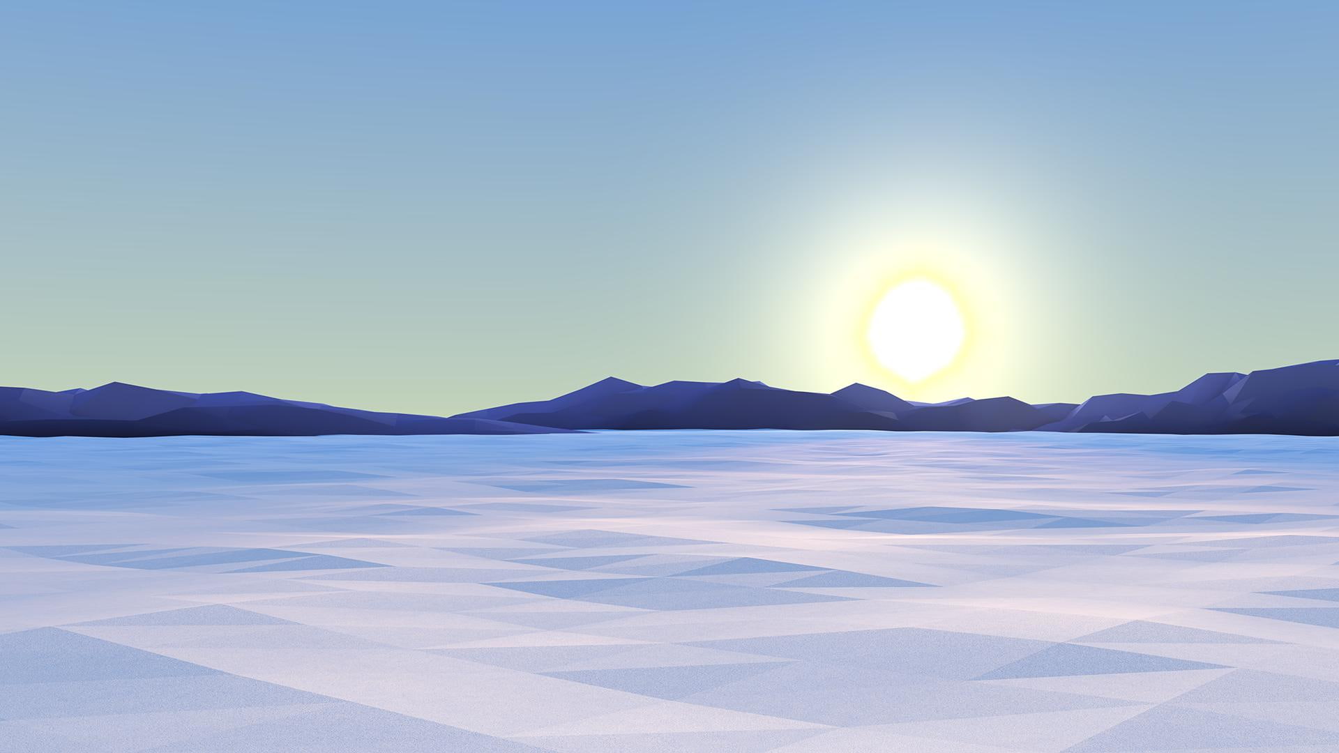 polygon, sunset, mountain, ranges, 1080P, hd, digital/artwork, painting, black, art, HD Wallpaper