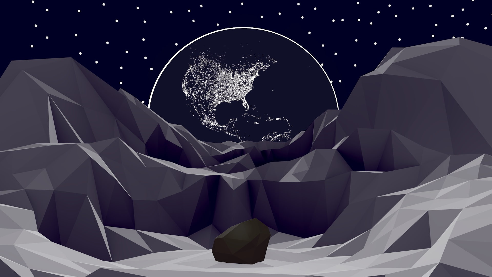 art, stars, digital/artwork, 1080P, earth, hd, polygon, HD Wallpaper