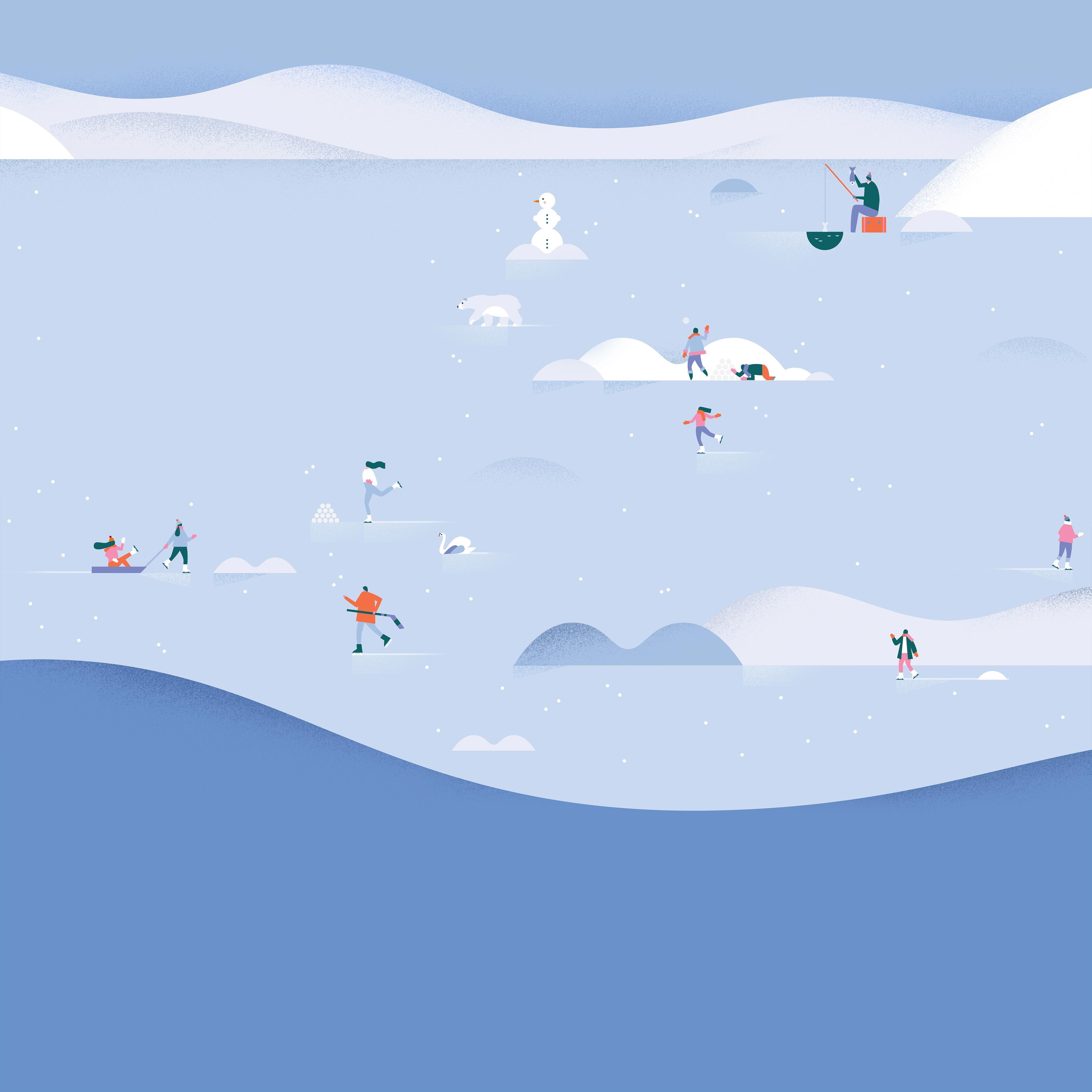 winter, Google, digital art, Materail Design, 4K, artwork, Phone HD Wallpaper