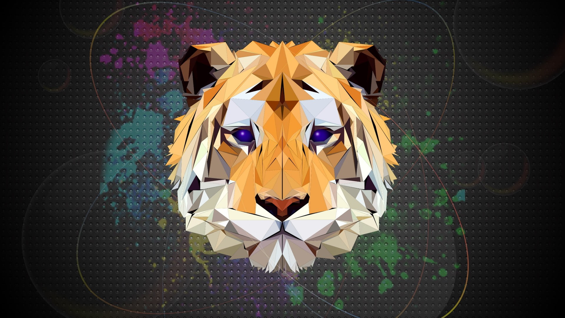 yellow, invertebrate, protection, low poly, tiger, head, pattern, outdoors, craft, flowering plant, polygon art, flower, close-up, art, 1080P, high angle view, HD Wallpaper
