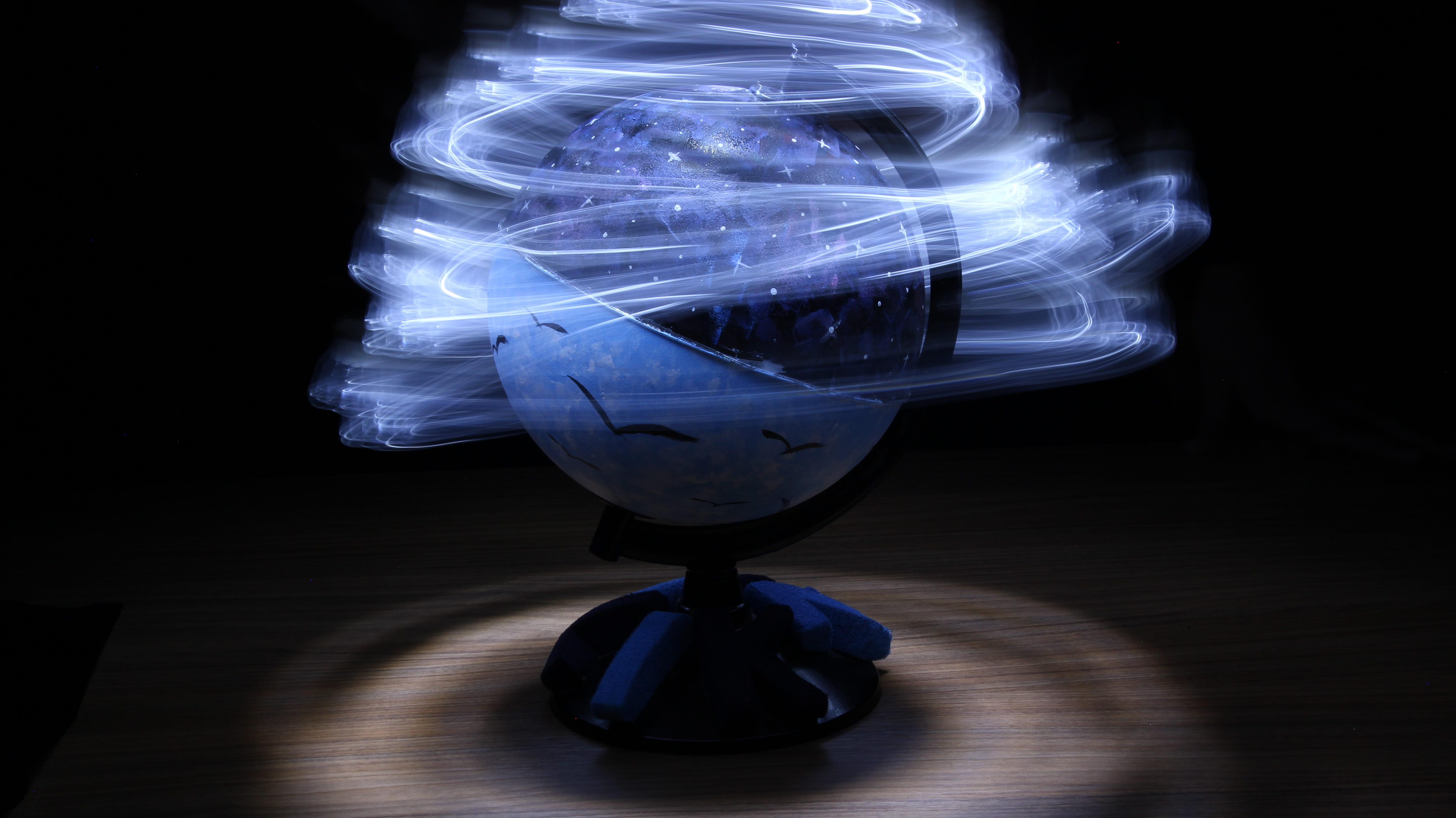 transparent, glass, blue, world, light - natural phenomenon, 5K, illuminated, no one, household equipment, globe, close-up, nature, no people, glass - material, HD Wallpaper