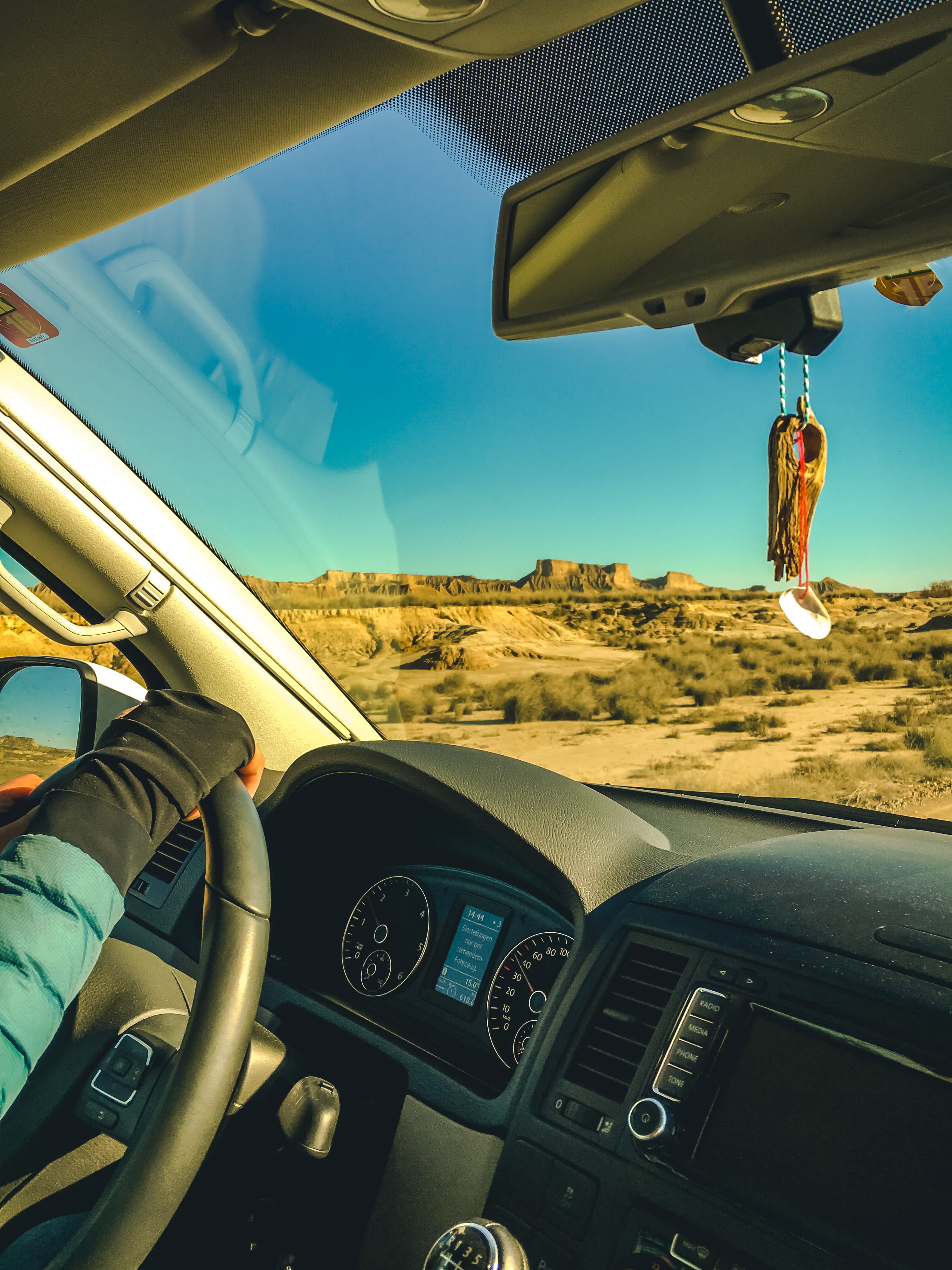 car interior, travel, land vehicle, transparent, air vehicle, cushion, motor vehicle, person, van life, spain, vanlife, outdoors, desert, on the move, driving, Phone HD Wallpaper