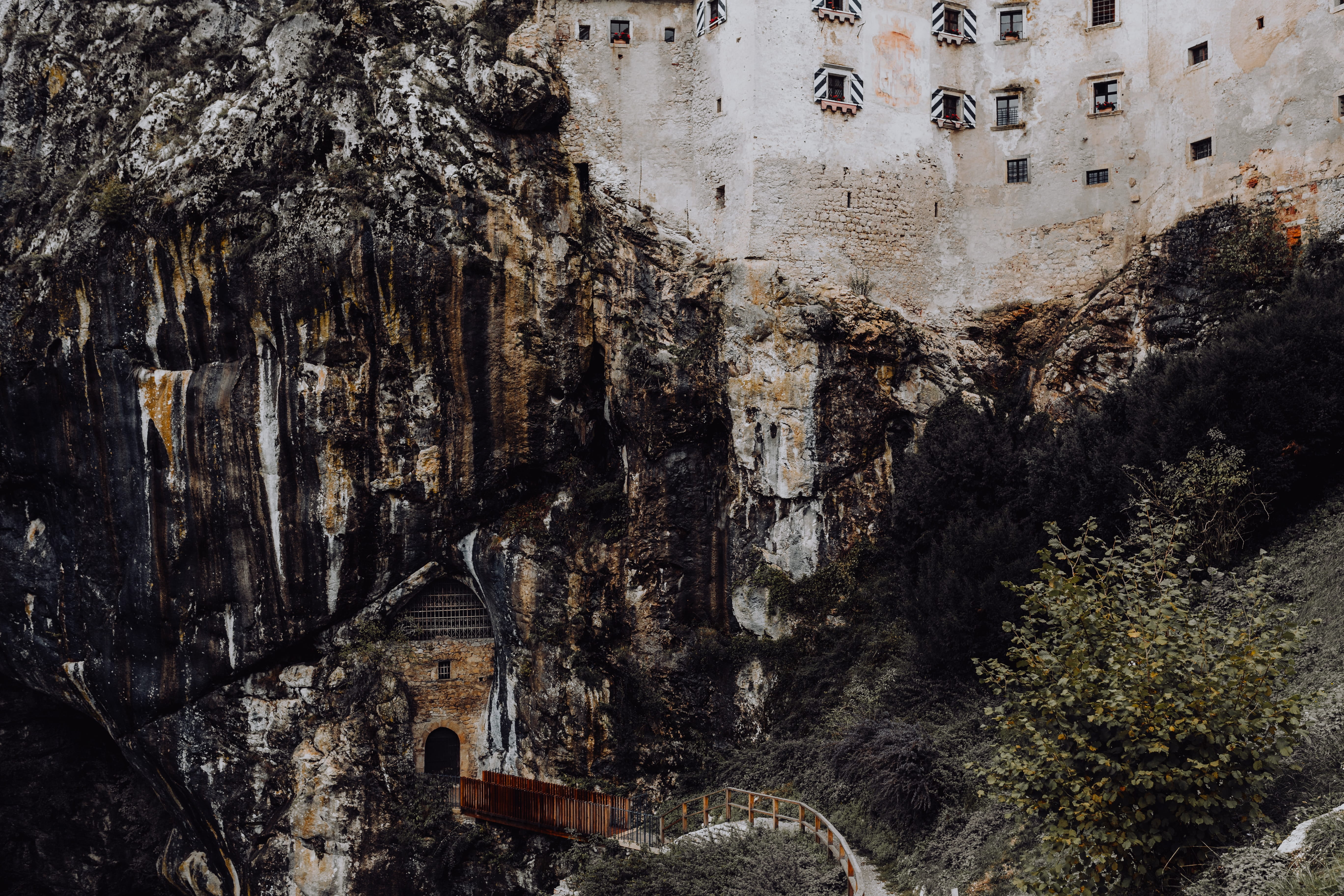 cave, history, no people, cliff, day, building, slovenia, predjamski grad, low angle view, trip, rock - object, rock, postojna, architecture, textured, HD Wallpaper