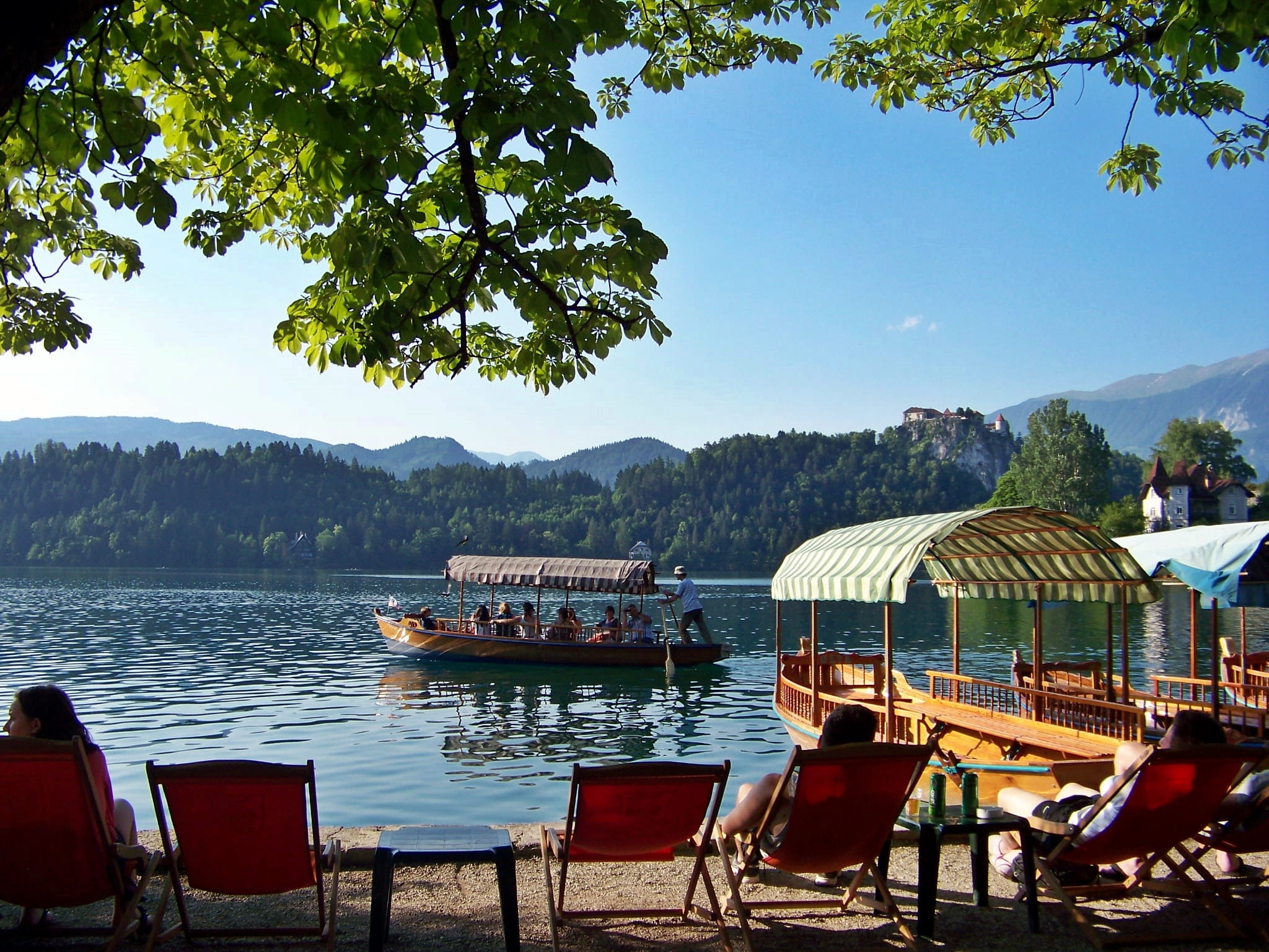 jumbo, no people, day, 1080P, Lake Bled, nautical vessel, outdoors, tree, transportation, the gorenjska region, alpine hiking, lake, Slovenia, moored, HD Wallpaper