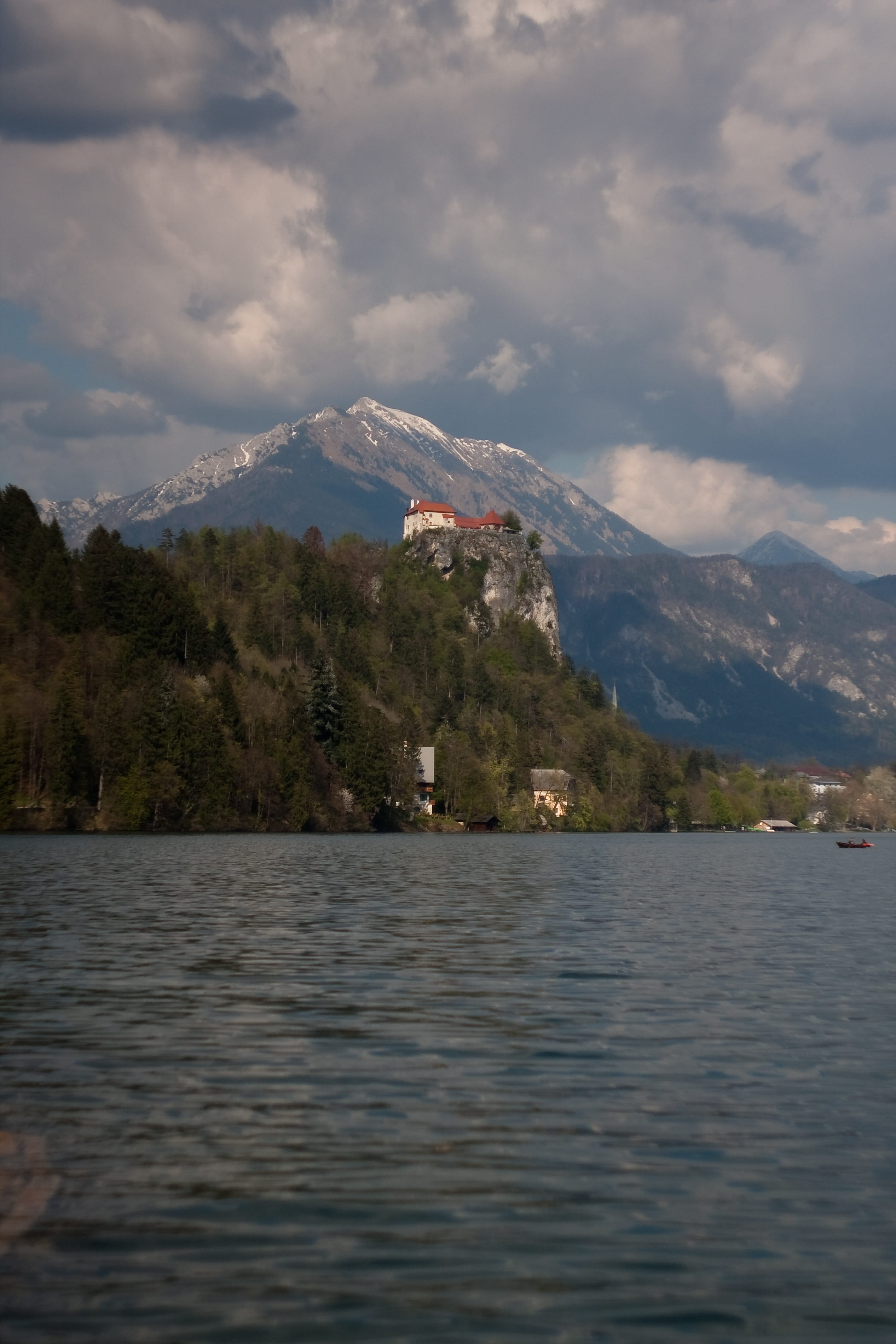 day, no people, storm, tranquil scene, sky, nature, outdoors, mountain range, bled, tranquility, waterfront, water, cloud, cloud - sky, scenics - nature, Phone HD Wallpaper