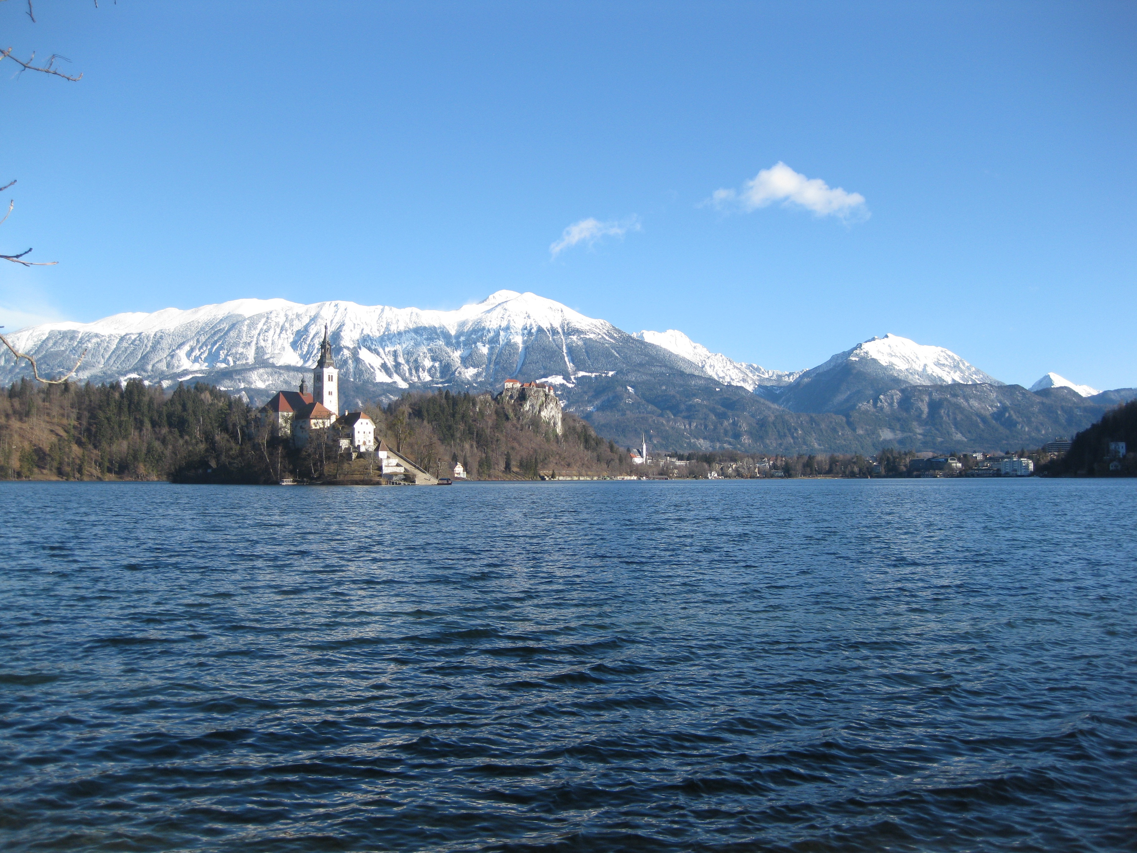 water, mountain peak, day, nature, tranquil scene, mountain, bled, no people, beauty in nature, idyllic, winter, snow, snowcapped mountain, cold temperature, HD Wallpaper