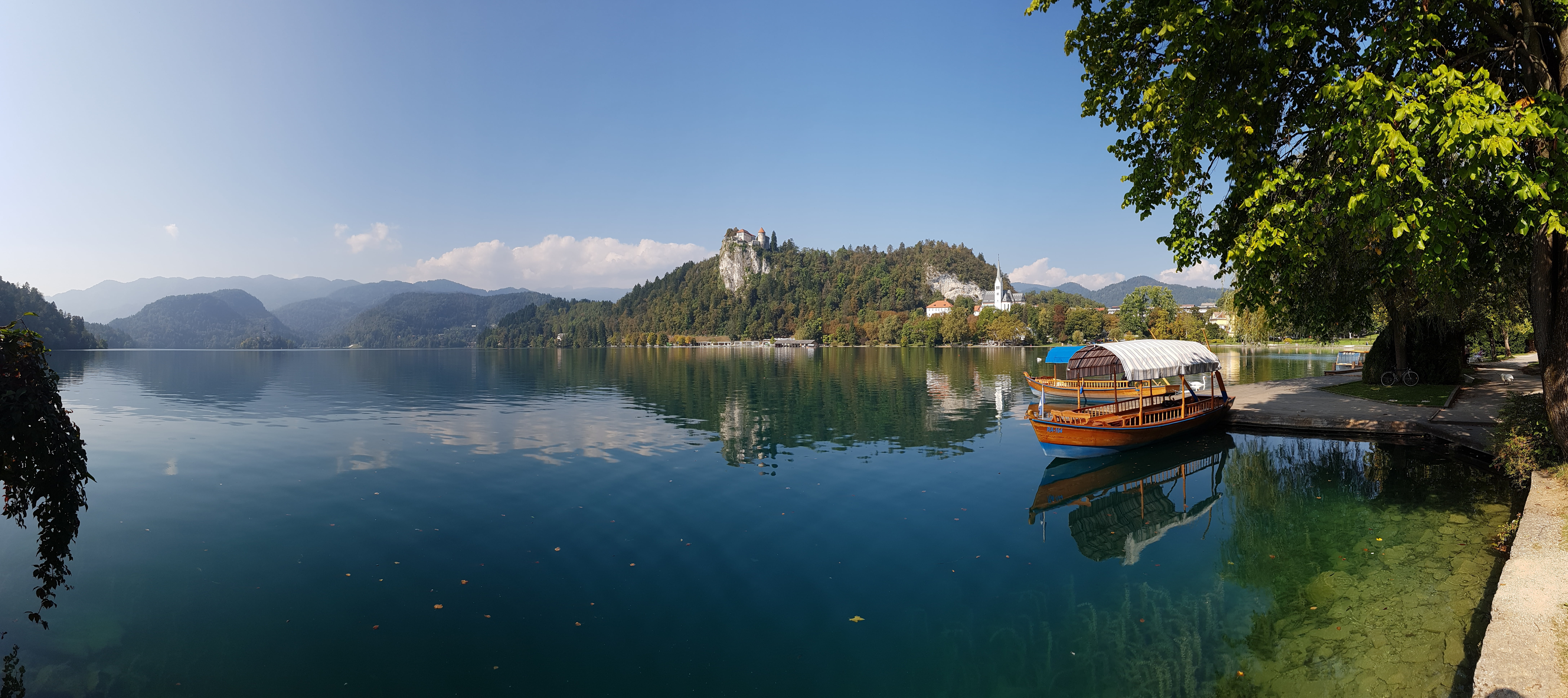 daytime, mountain, travel, tranquility, nature, no people, travel destinations, beauty in nature, bled, mode of transport, nautical vessel, tree, slovenia, HD Wallpaper