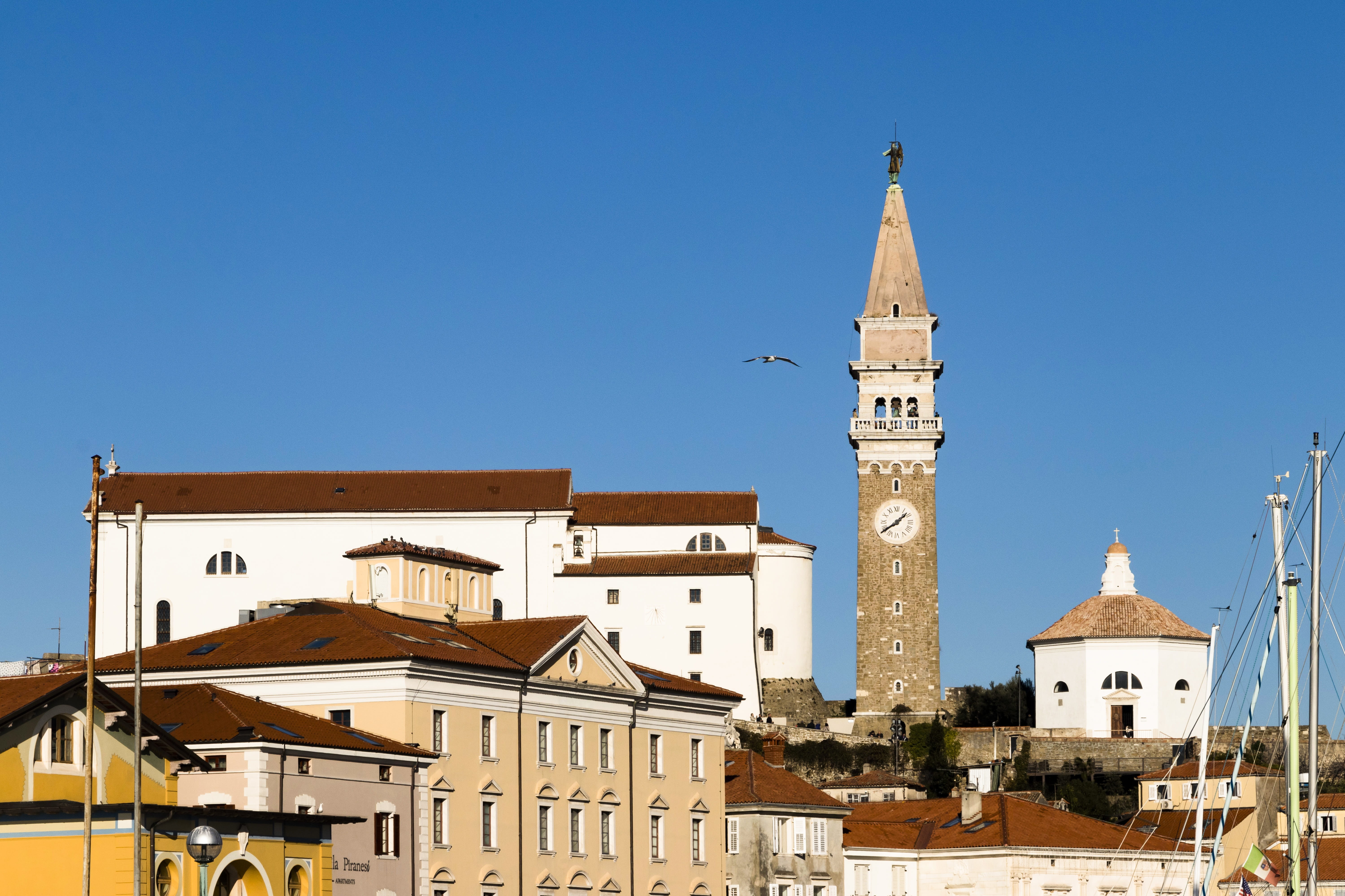 adriatic, 5K, built structure, religion, building exterior, building, blue, outdoors, tower, belief, place of worship, no people, clear sky, day, spire, HD Wallpaper